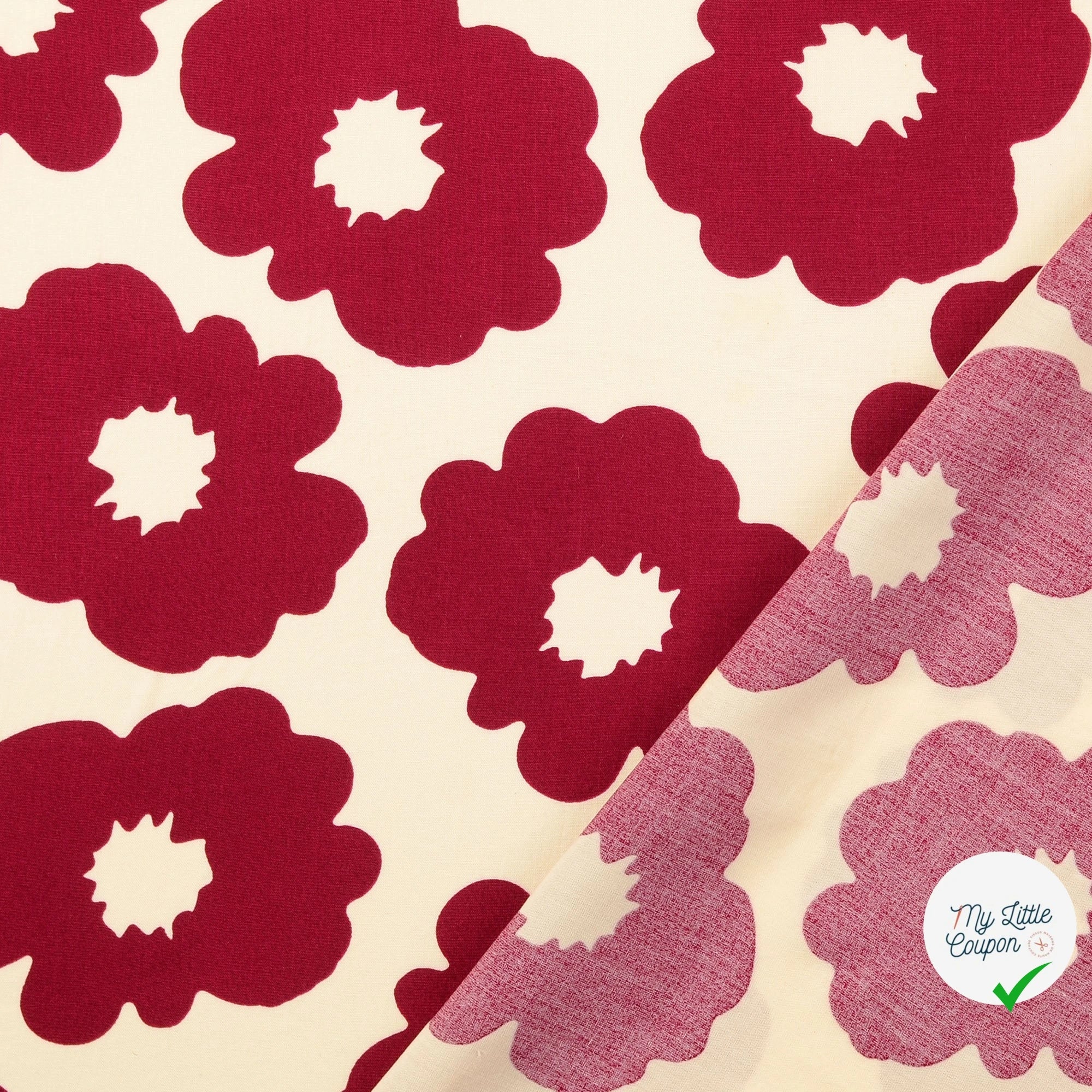 POPELINE DE VISCOSE UNICOLORE BORDEAUX - My Little Coupon