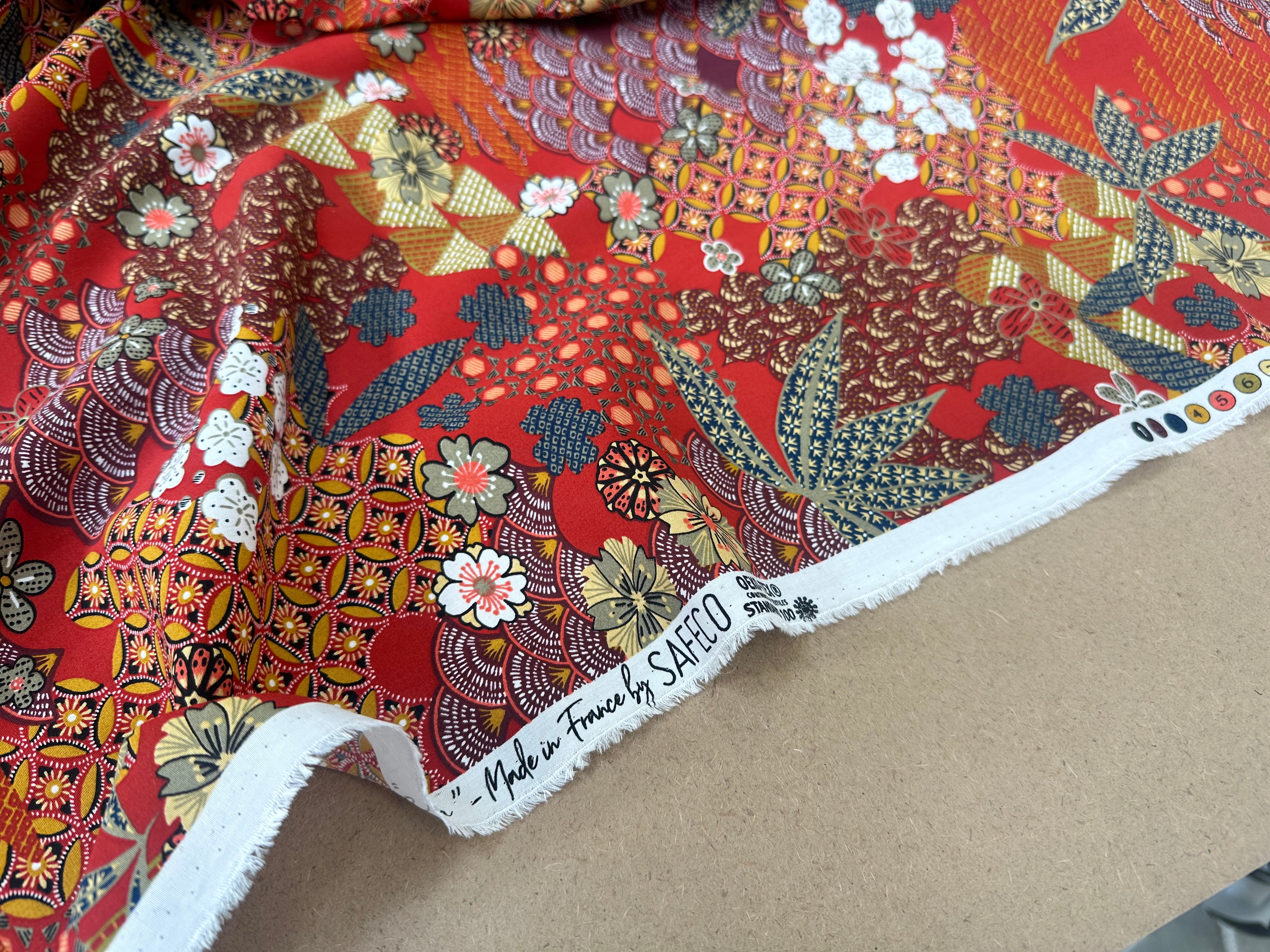 POPELINE DE VISCOSE YIN ROUGE OEKO-TEX - My Little Coupon