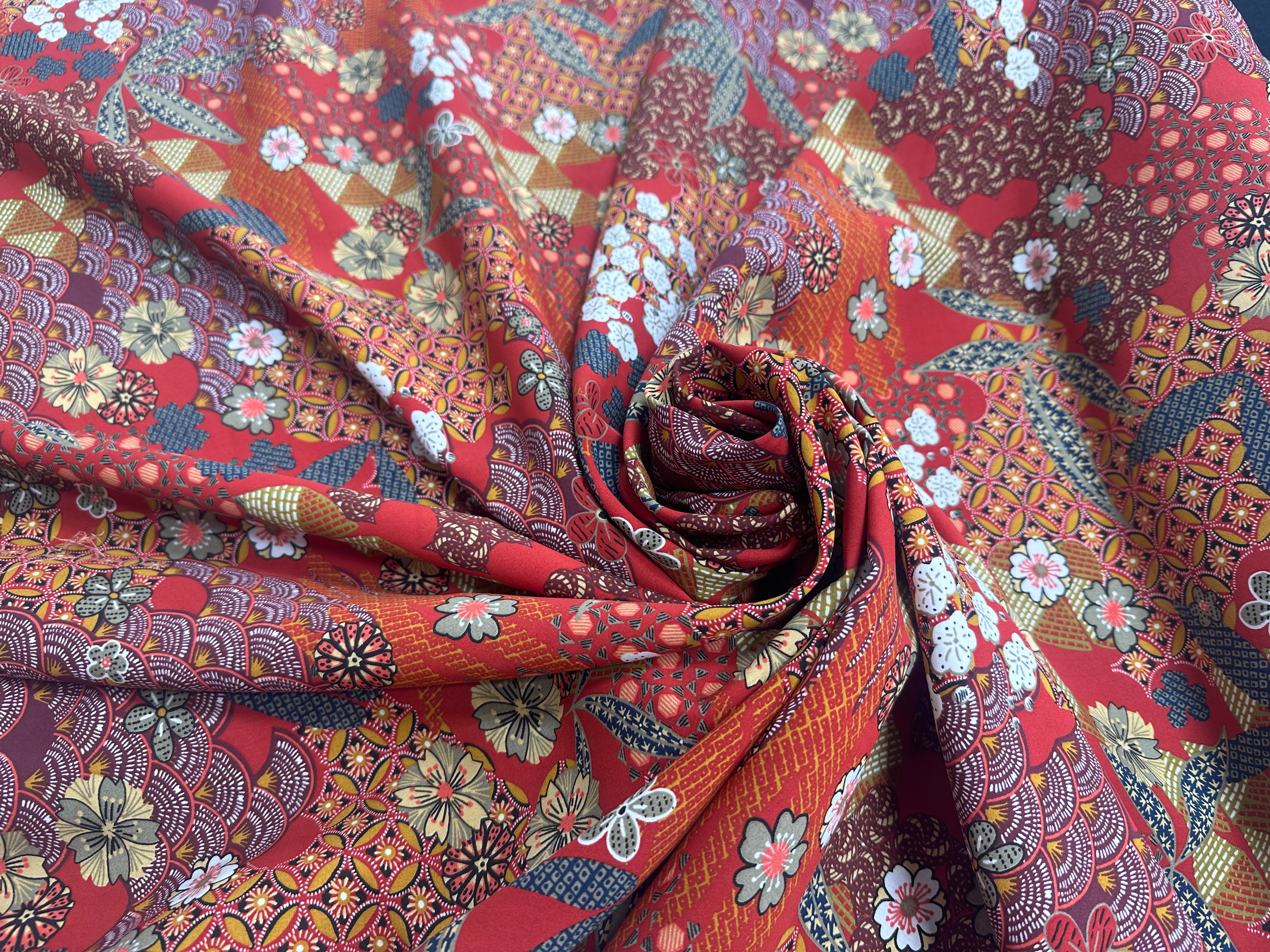 POPELINE DE VISCOSE YIN ROUGE OEKO-TEX - My Little Coupon