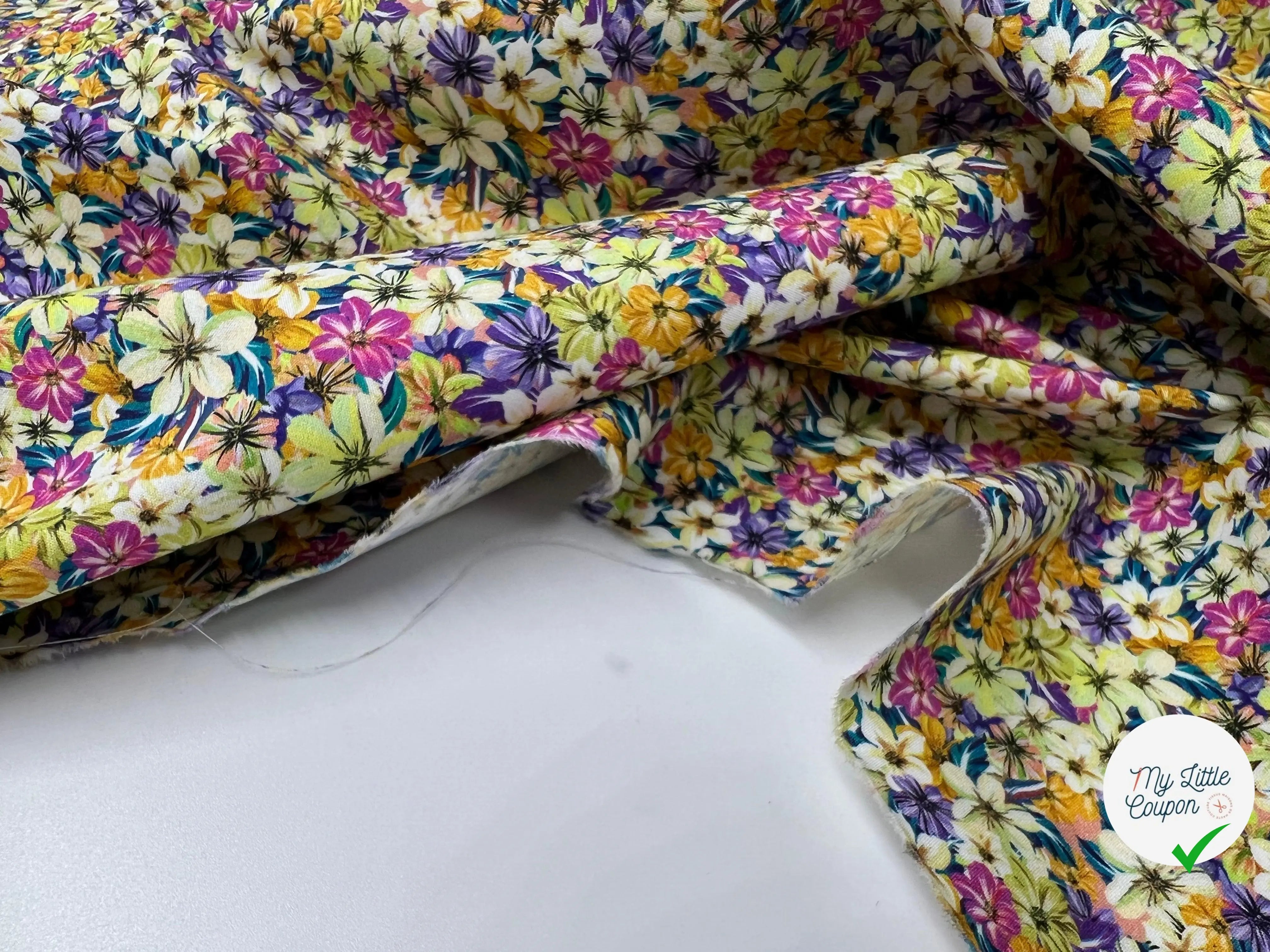POPELINE IMPRIMÉ FLEURETTE D'HAWAI - My Little Coupon - tissu - coudre