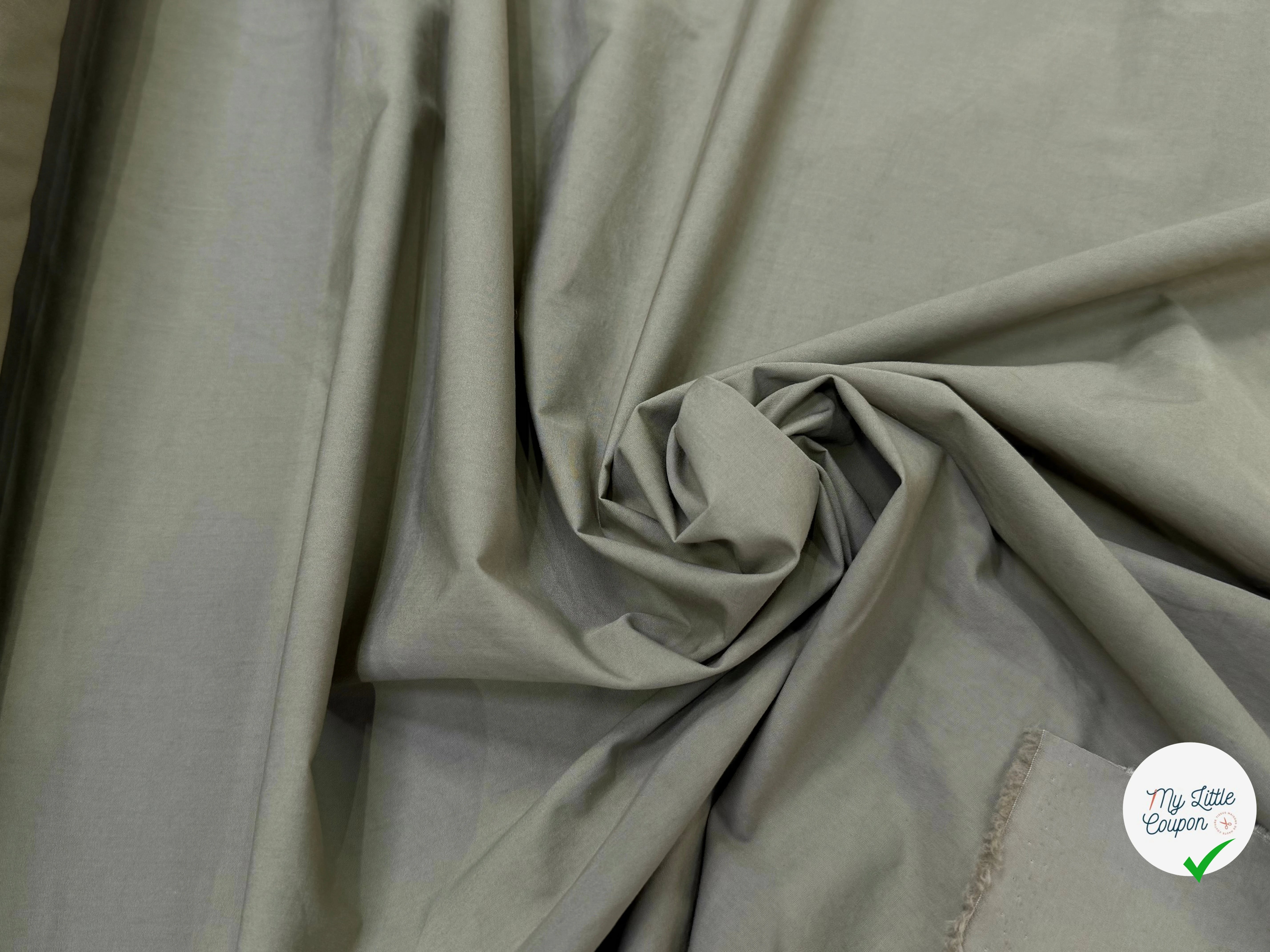 POPELINE LOURDE DE COTON CRAQUANT BEIGE KAKI - My Little Coupon