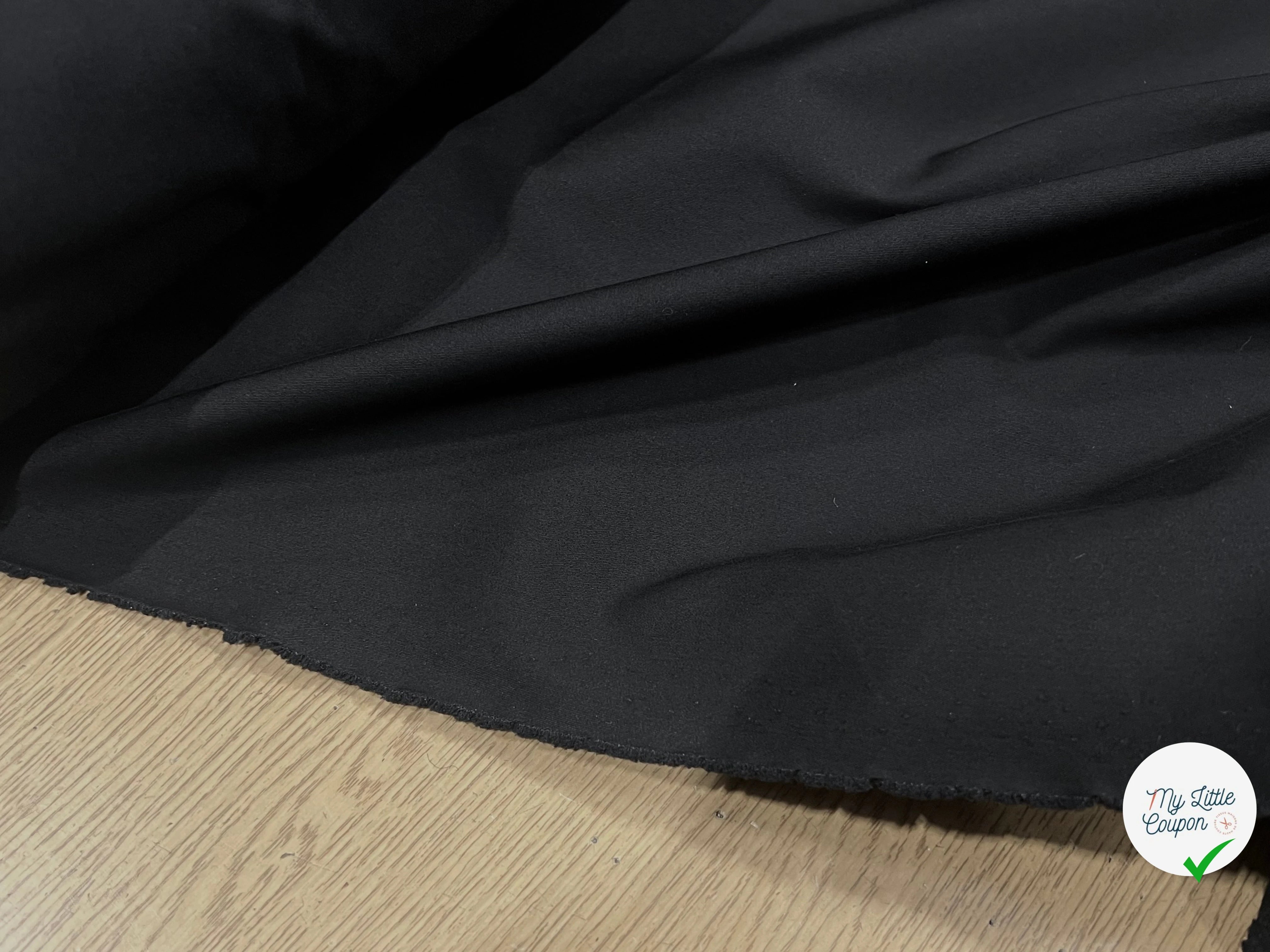 POPELINE LOURDE STRETCH NOIR 98% COTON EFFET CRAQUANT - My Little Coupon