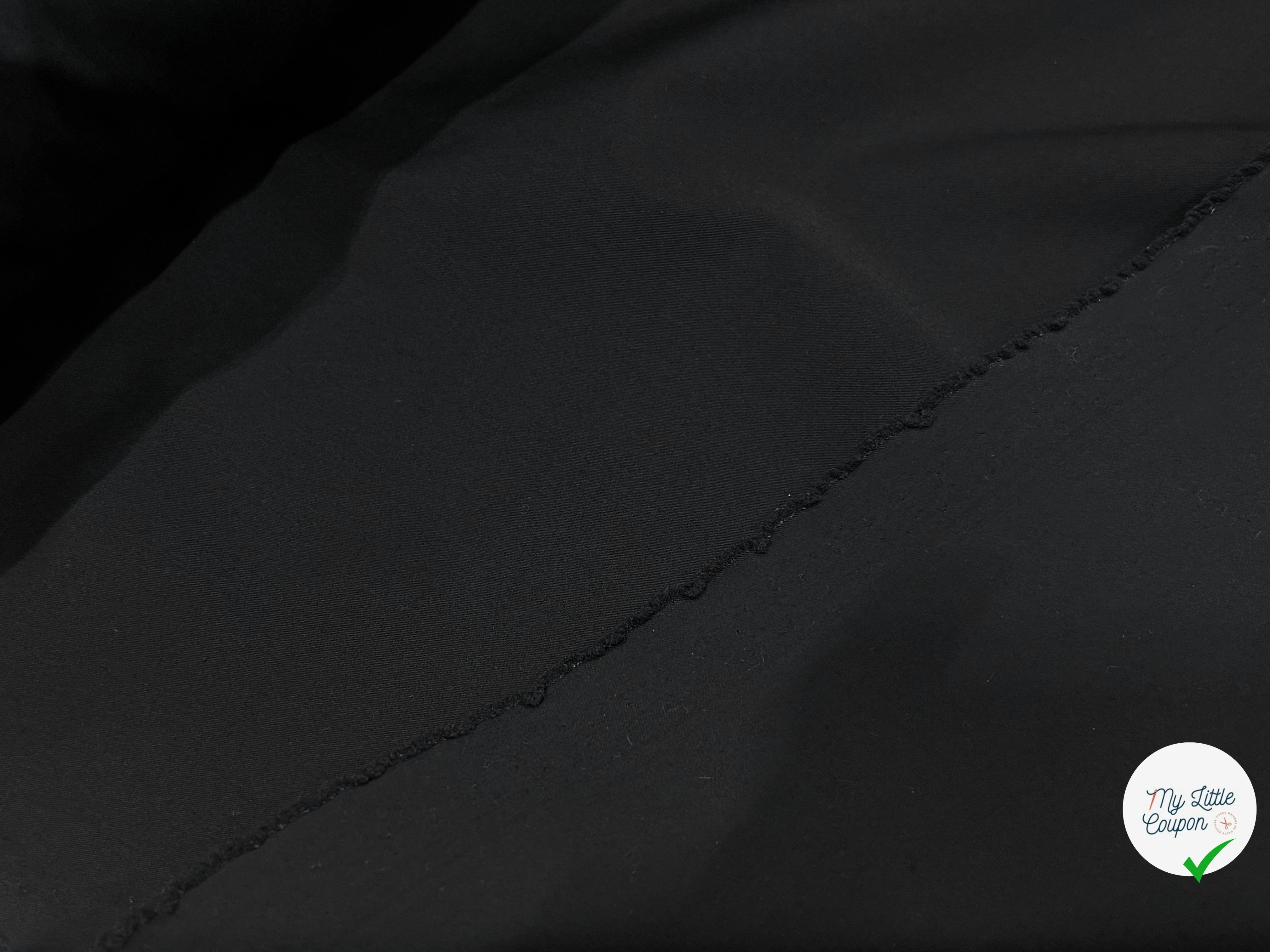 POPELINE LOURDE STRETCH NOIR 98% COTON EFFET CRAQUANT - My Little Coupon