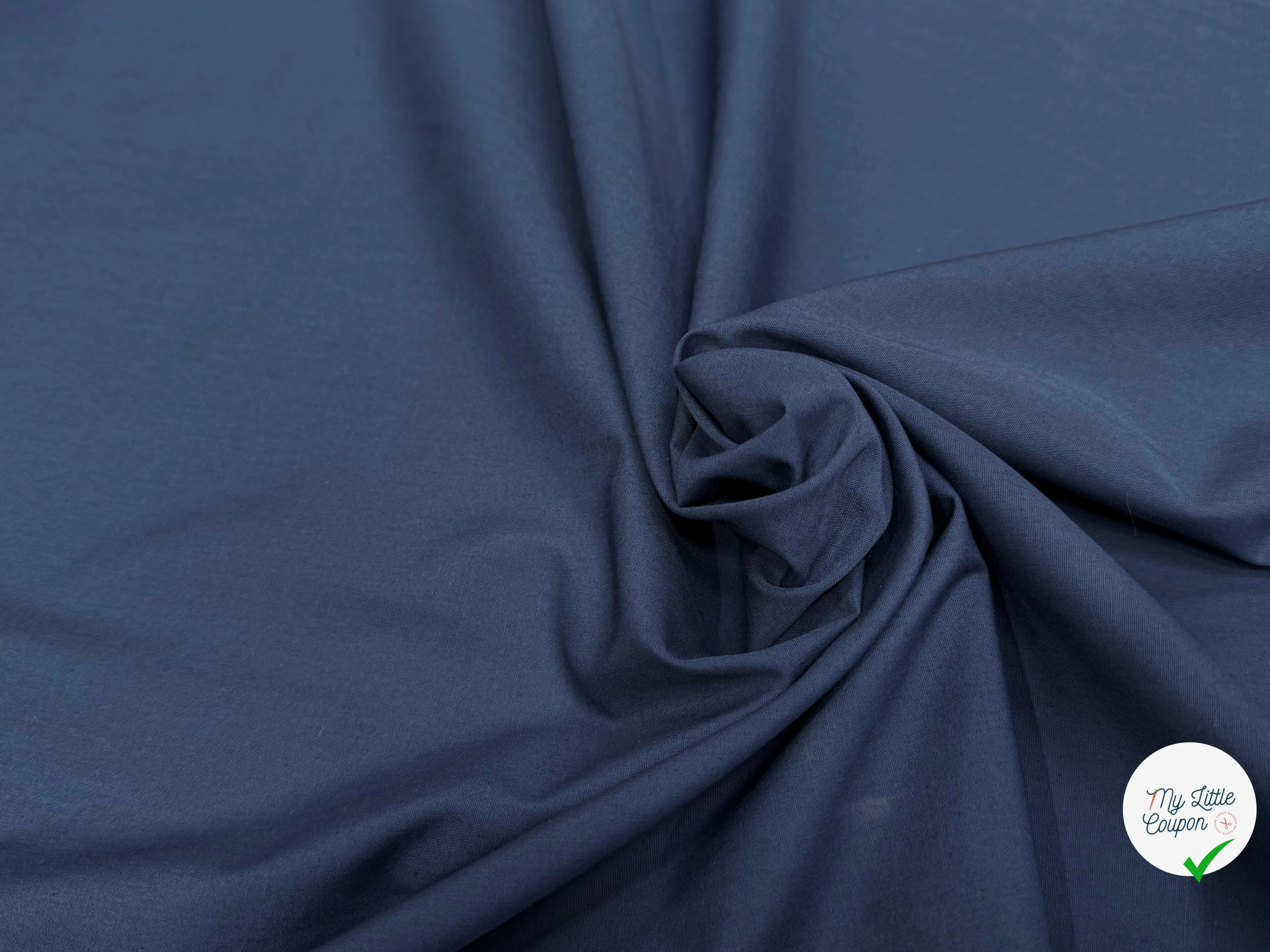 POPELINE POLYCOTON BLEU FONCÉ - My Little Coupon