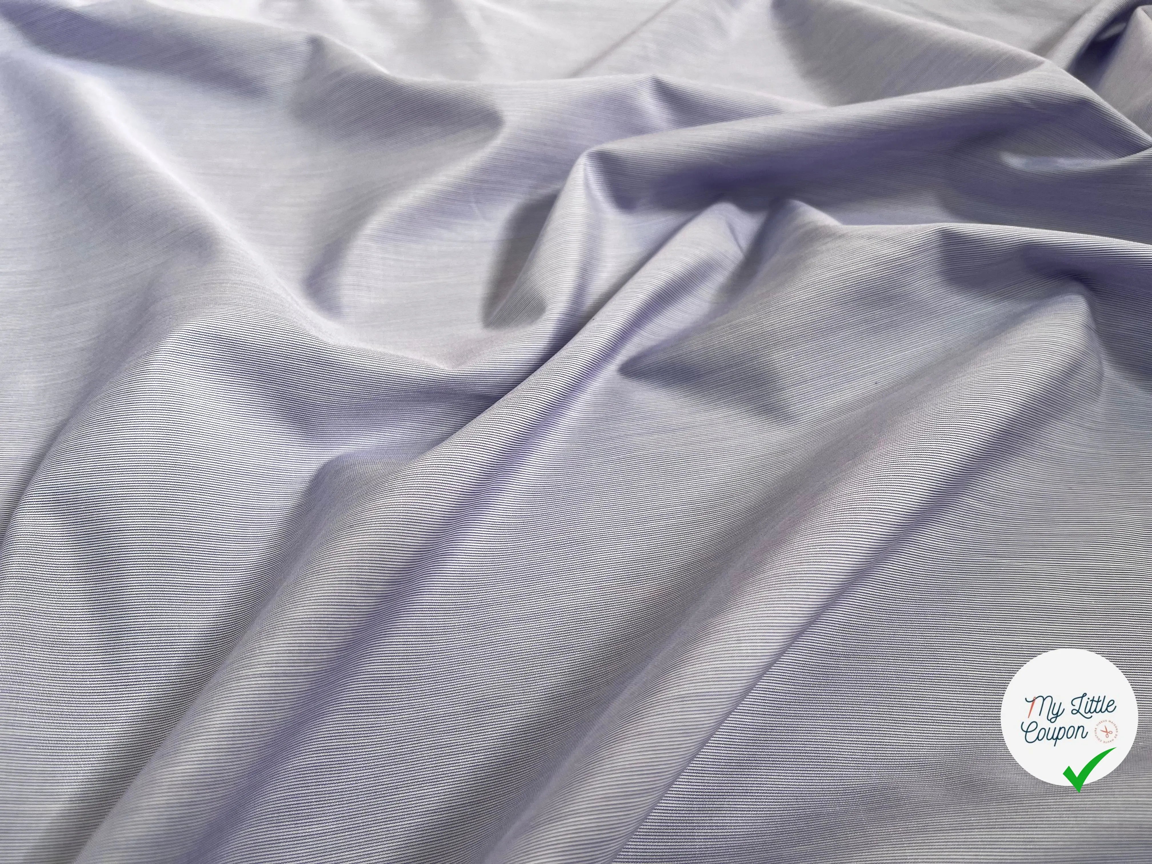 POPELINE RAYURE VIOLET BLANC - My Little Coupon