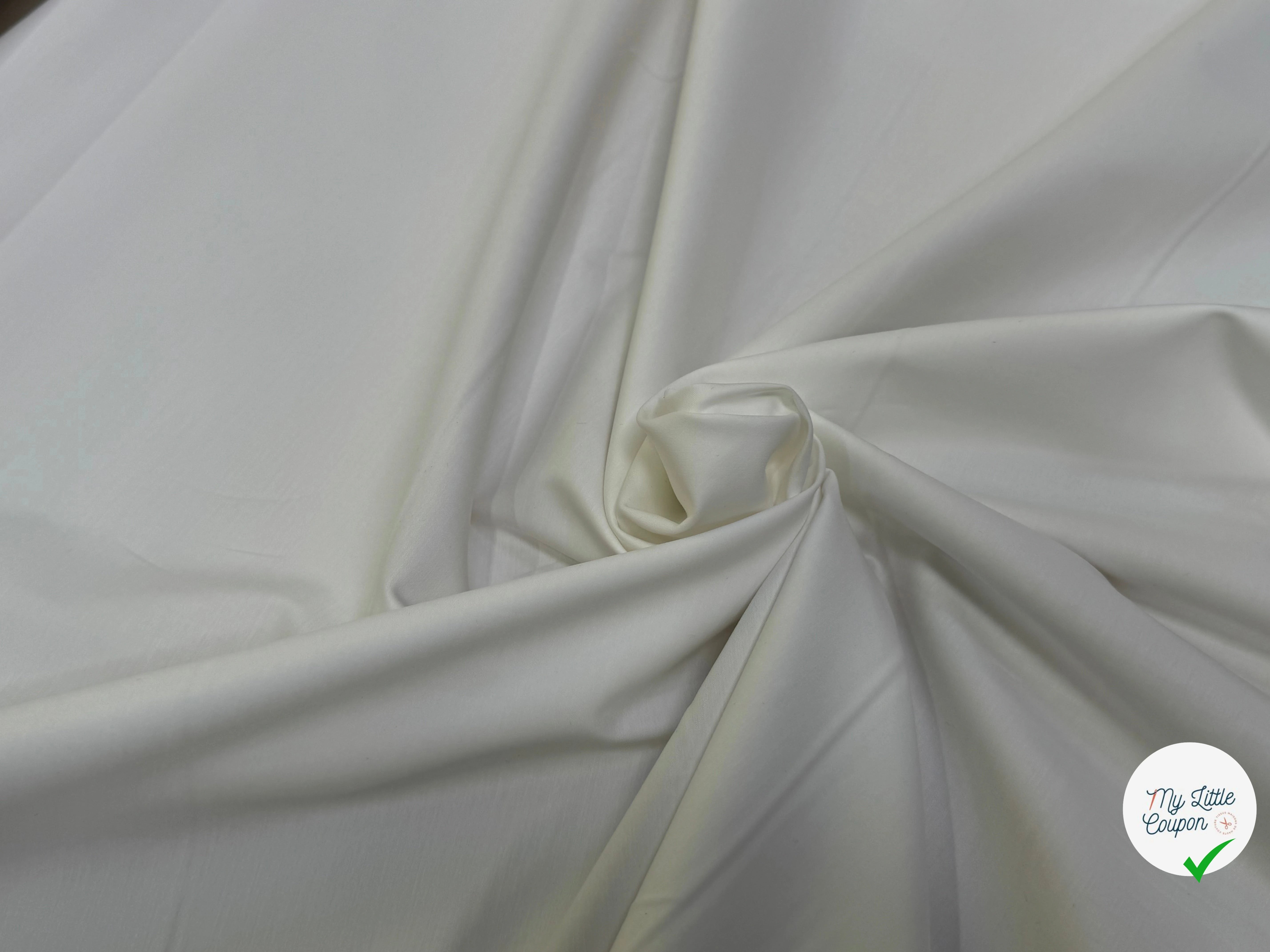POPELINE SATIN DE COTON STRETCH BLANC COUTURE - My Little Coupon