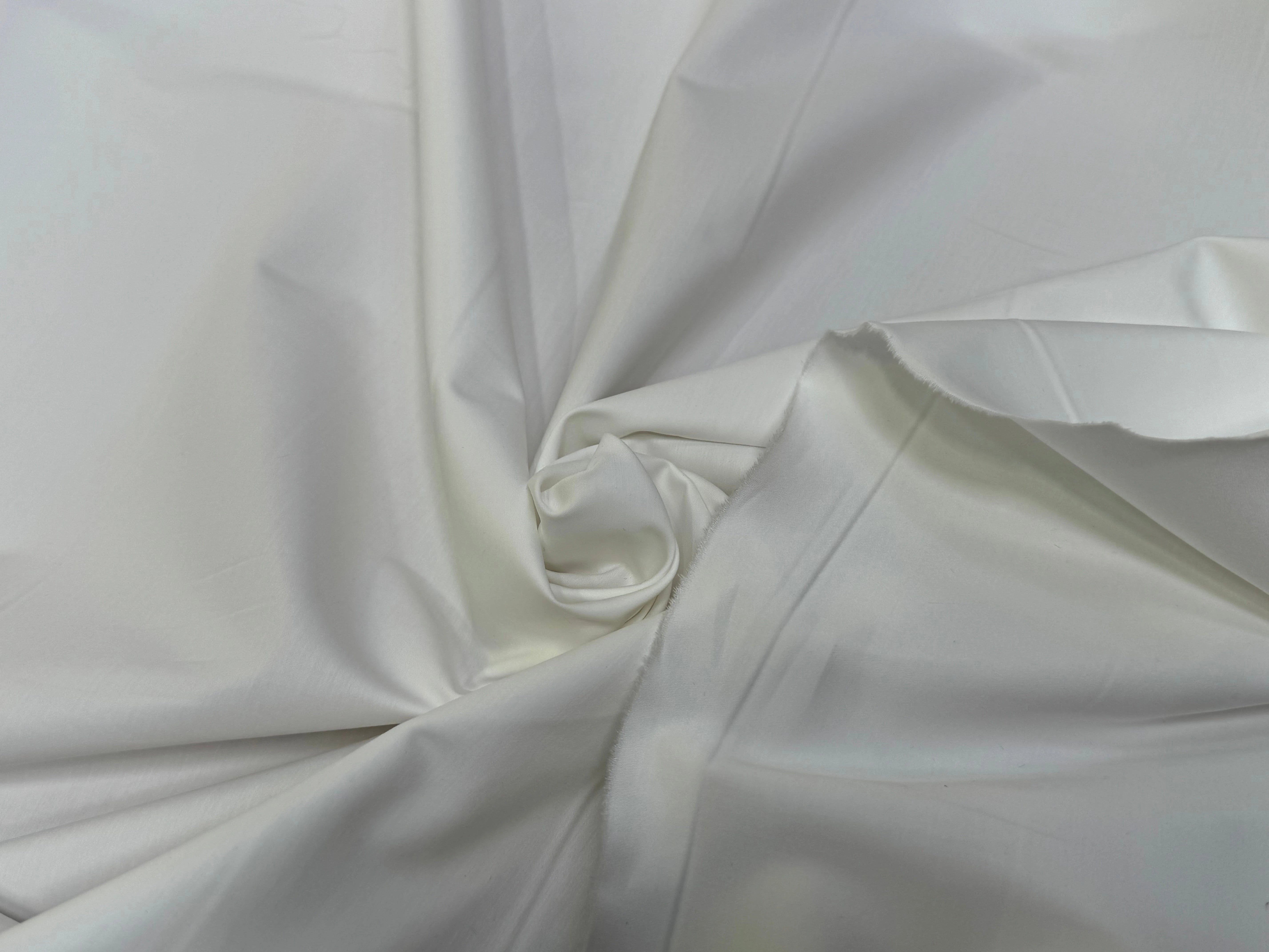 POPELINE SATIN DE COTON STRETCH BLANC COUTURE - My Little Coupon