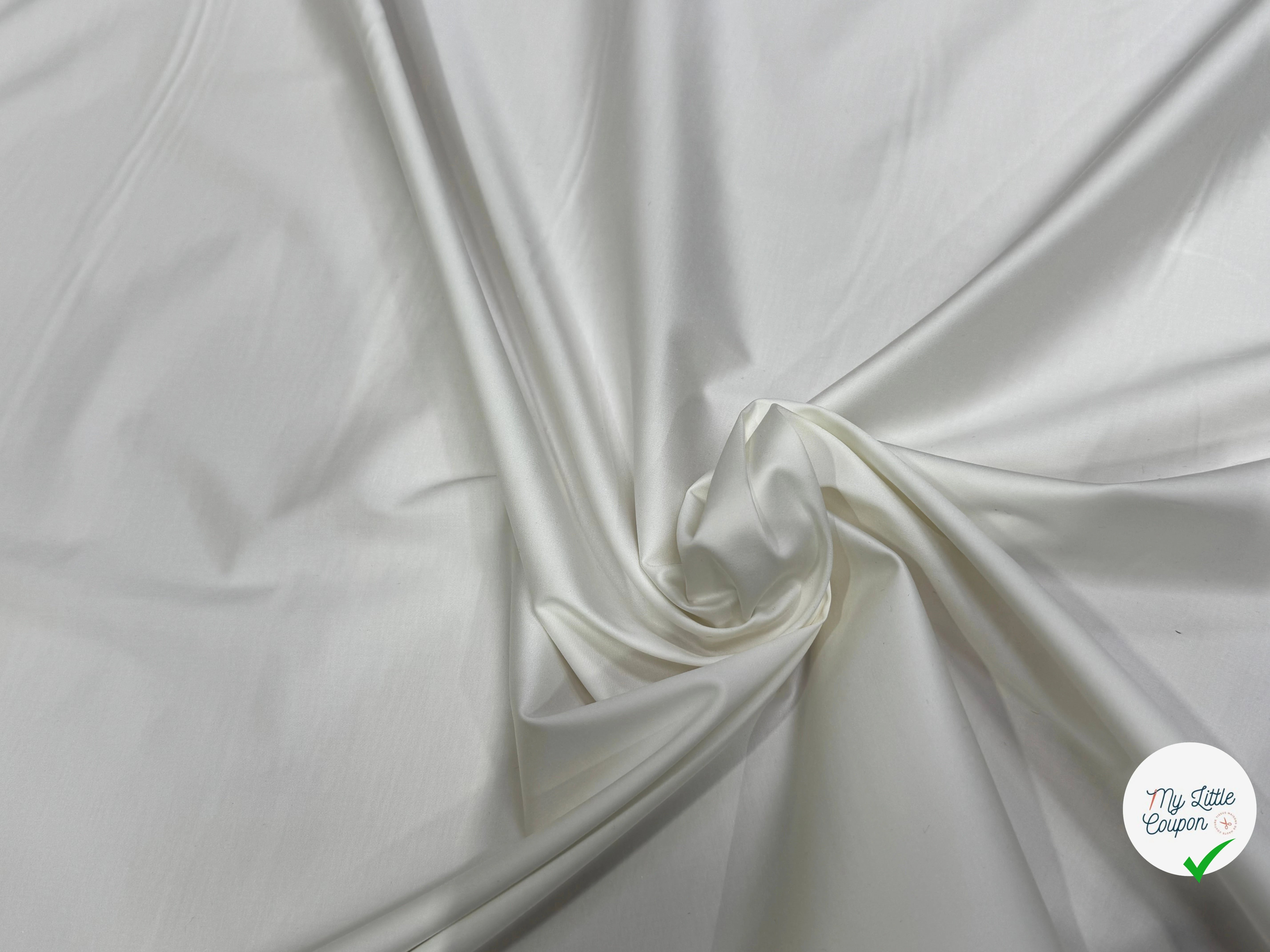 POPELINE SATIN DE COTON ULTRA BEAU BLANC CASSÉ STRETCH - My Little Coupon