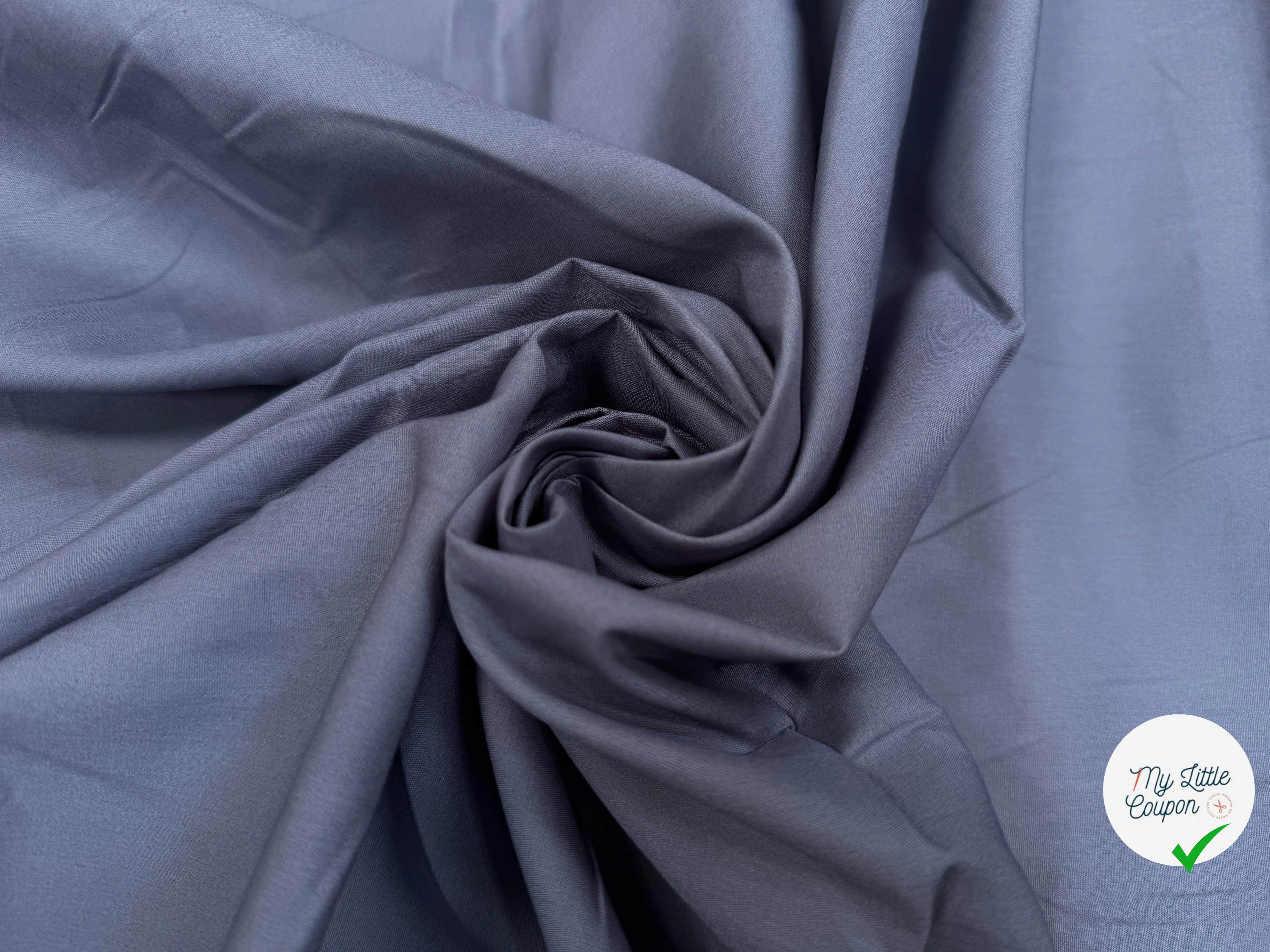 POPELINE UNI BLEU GRIS - My Little Coupon