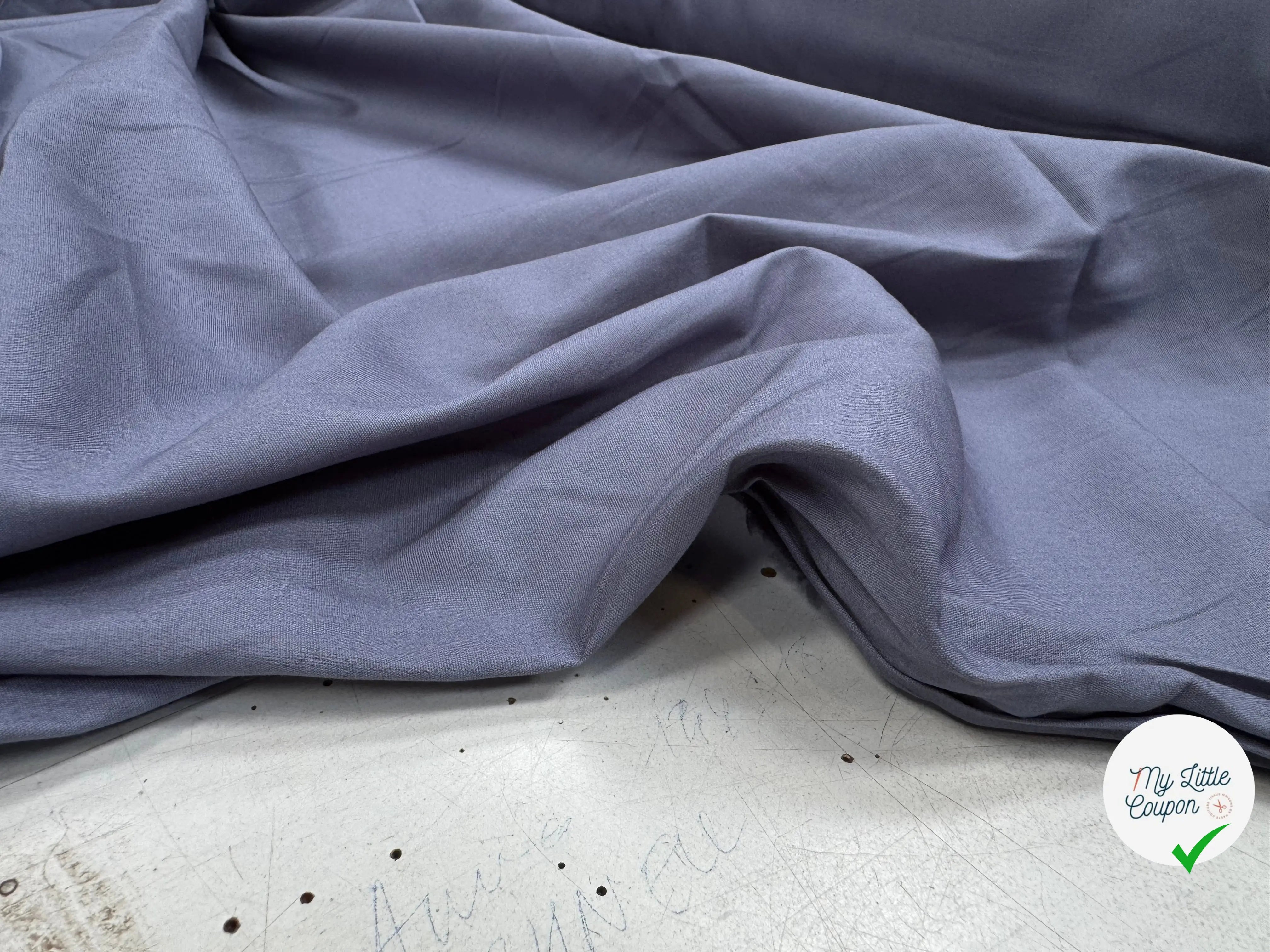 POPELINE UNI BLEU GRIS - My Little Coupon