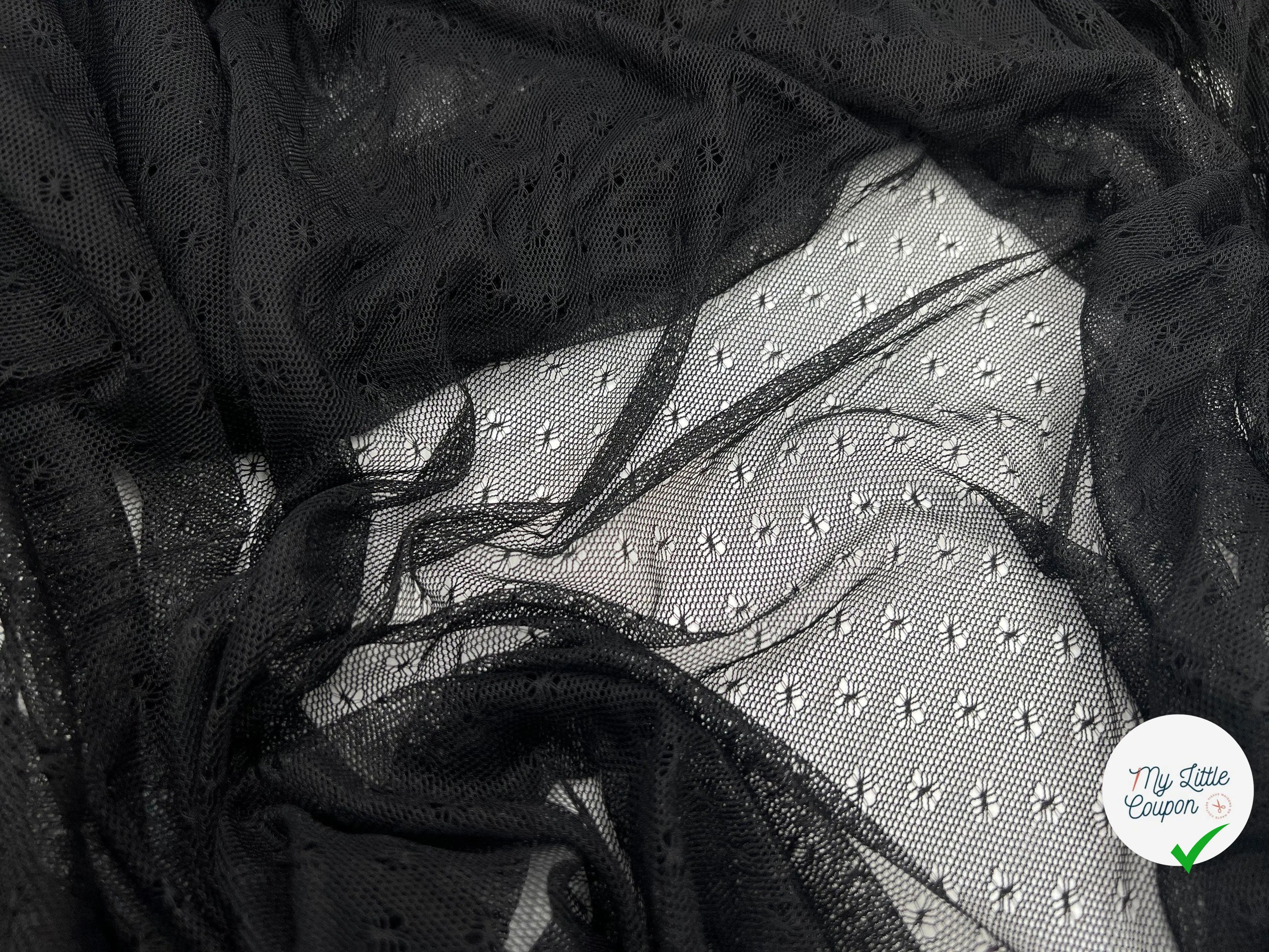 RÉSILLE NOIRE PETITES FLEURS - coupon de tissu de 3 mètres - My Little Coupon - tissu - coudre