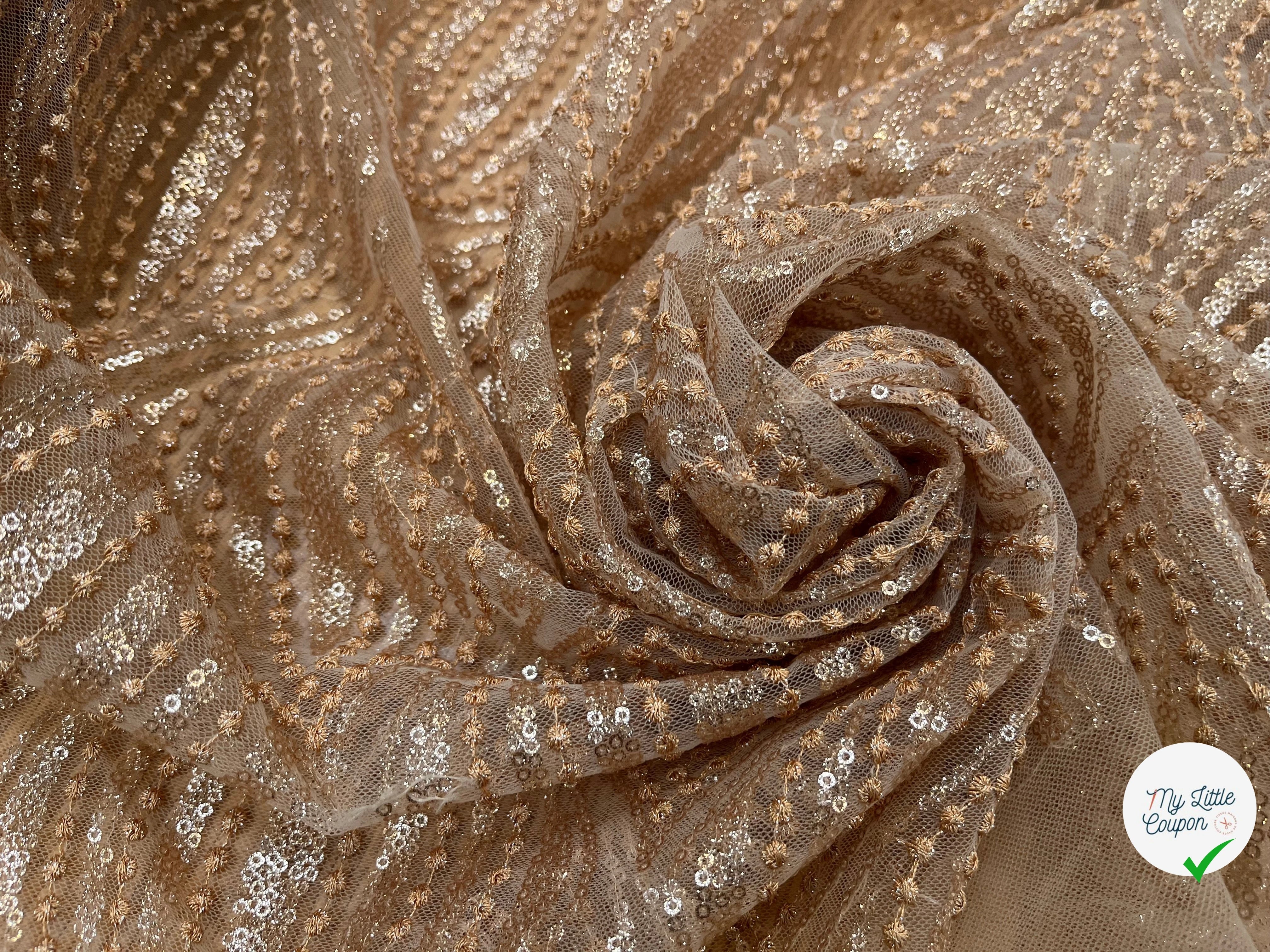 RÉSILLE SEQUIN BRODÉ BEIGE - My Little Coupon