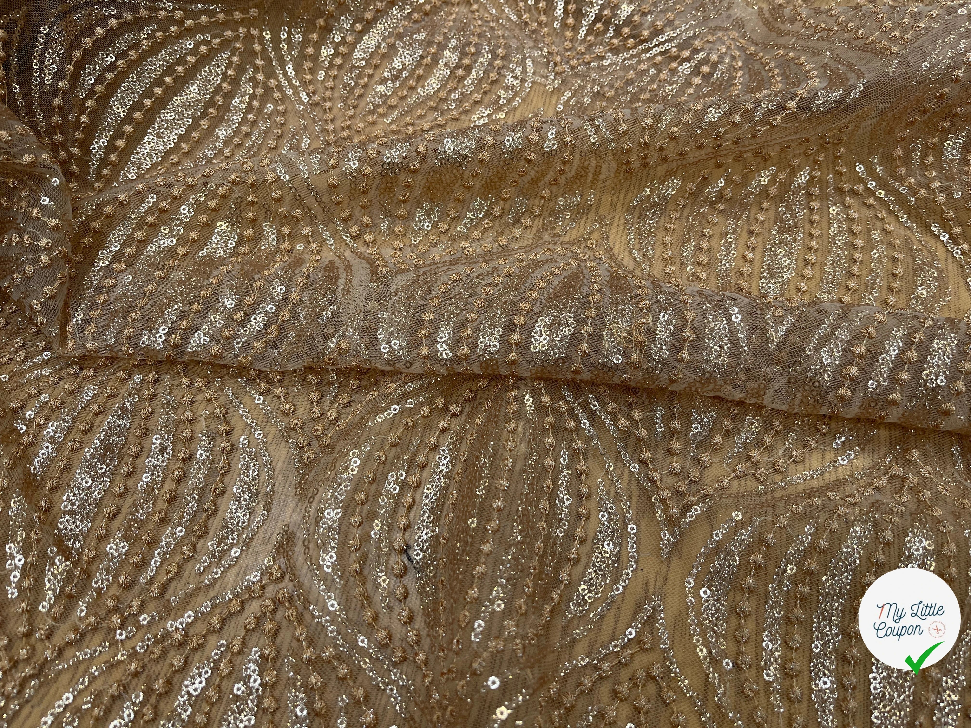 RÉSILLE SEQUIN BRODÉ BEIGE - My Little Coupon