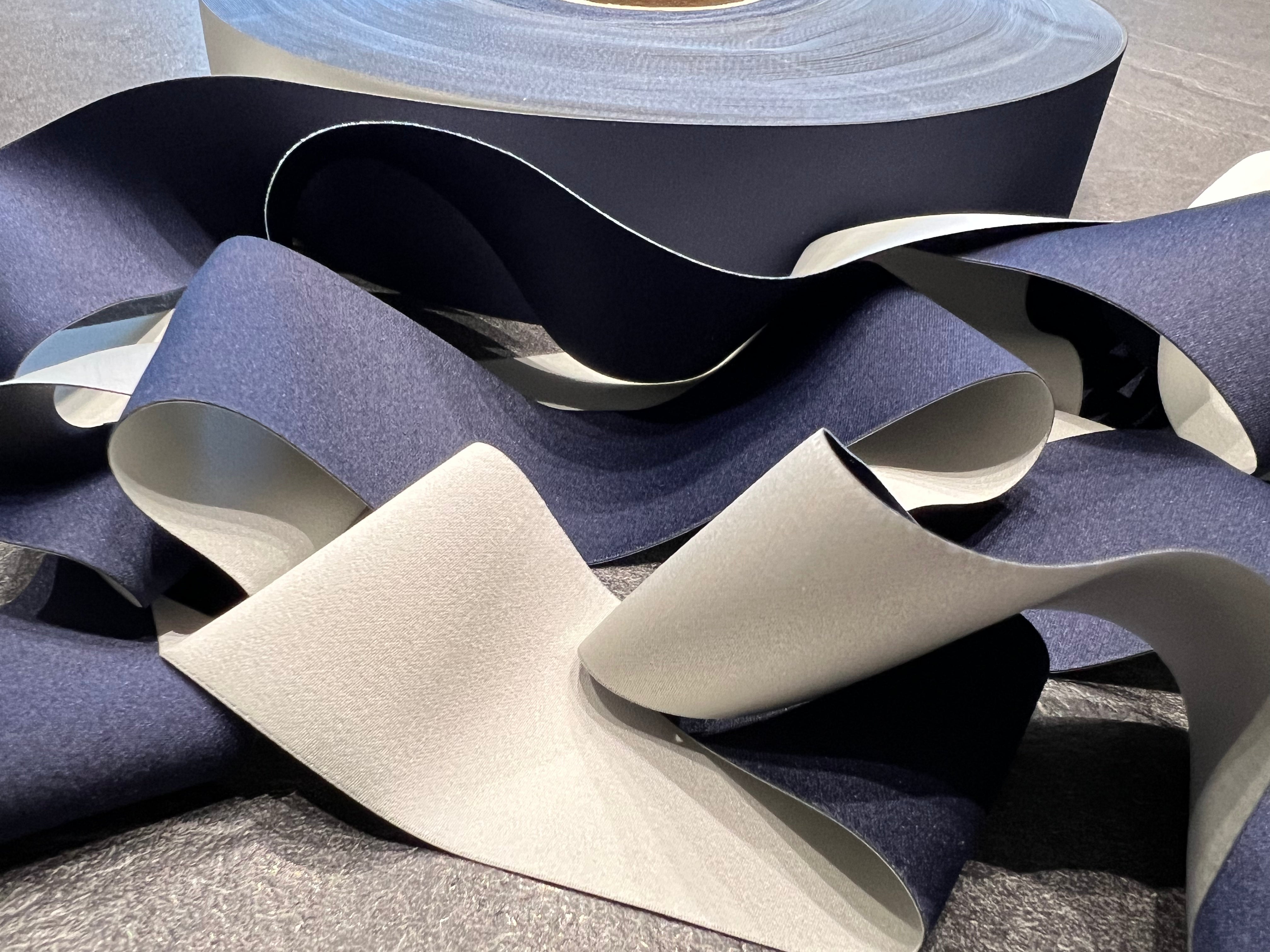 RUBAN BI-FACE MARINE ET GRIS TRÈS CLAIR 40mm - My Little Coupon