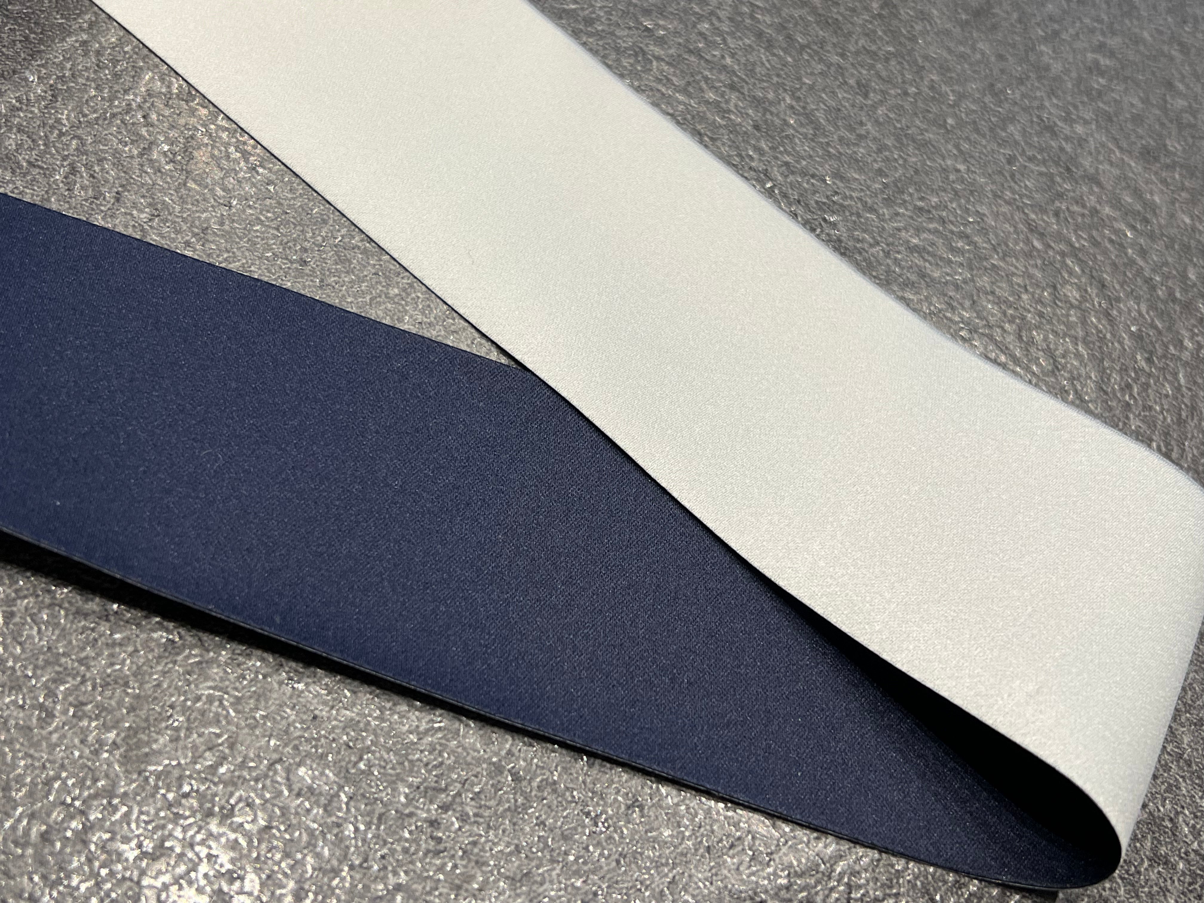 RUBAN BI-FACE MARINE ET GRIS TRÈS CLAIR 40mm - My Little Coupon