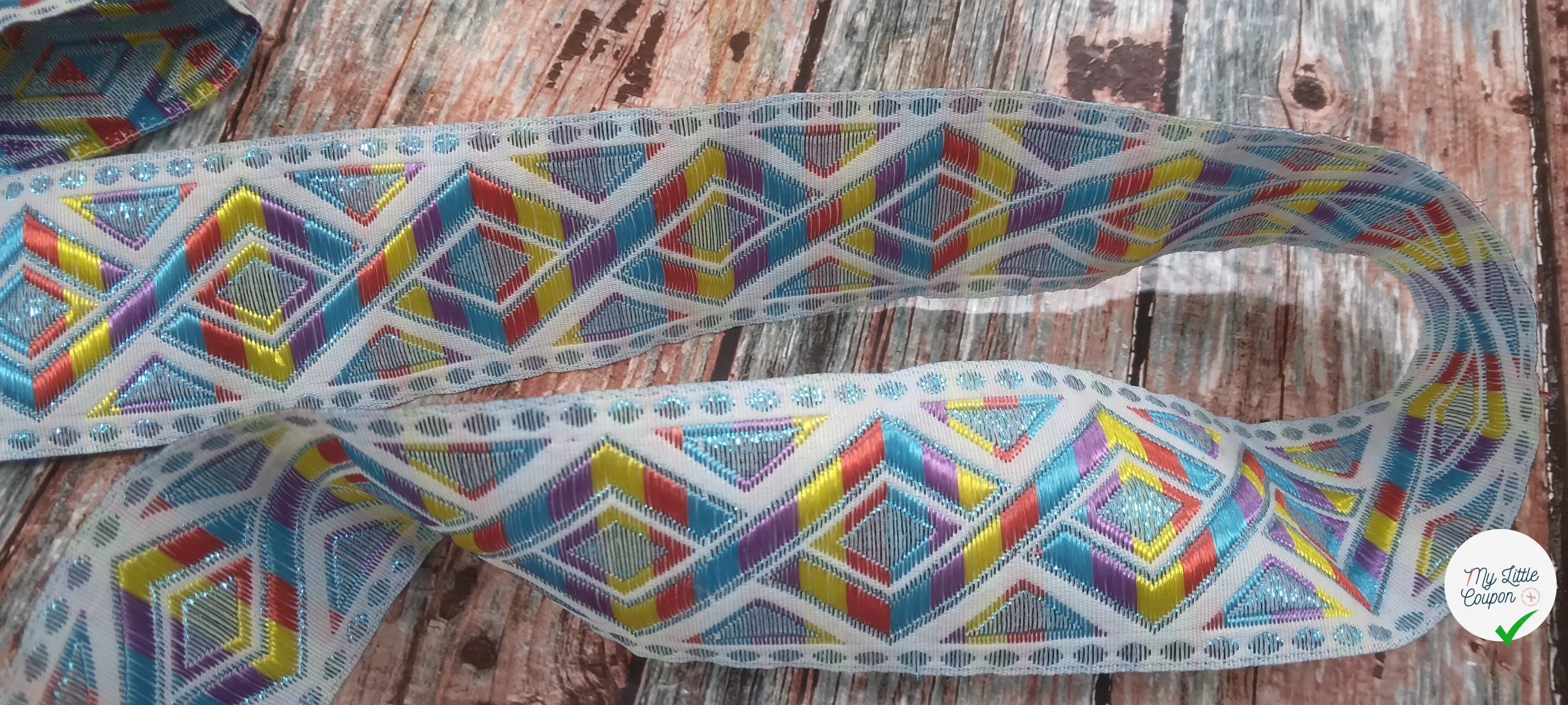 RUBAN MOTIF GEOMÉTRIQUE MULTICOLOR CLAIRE - My Little Coupon