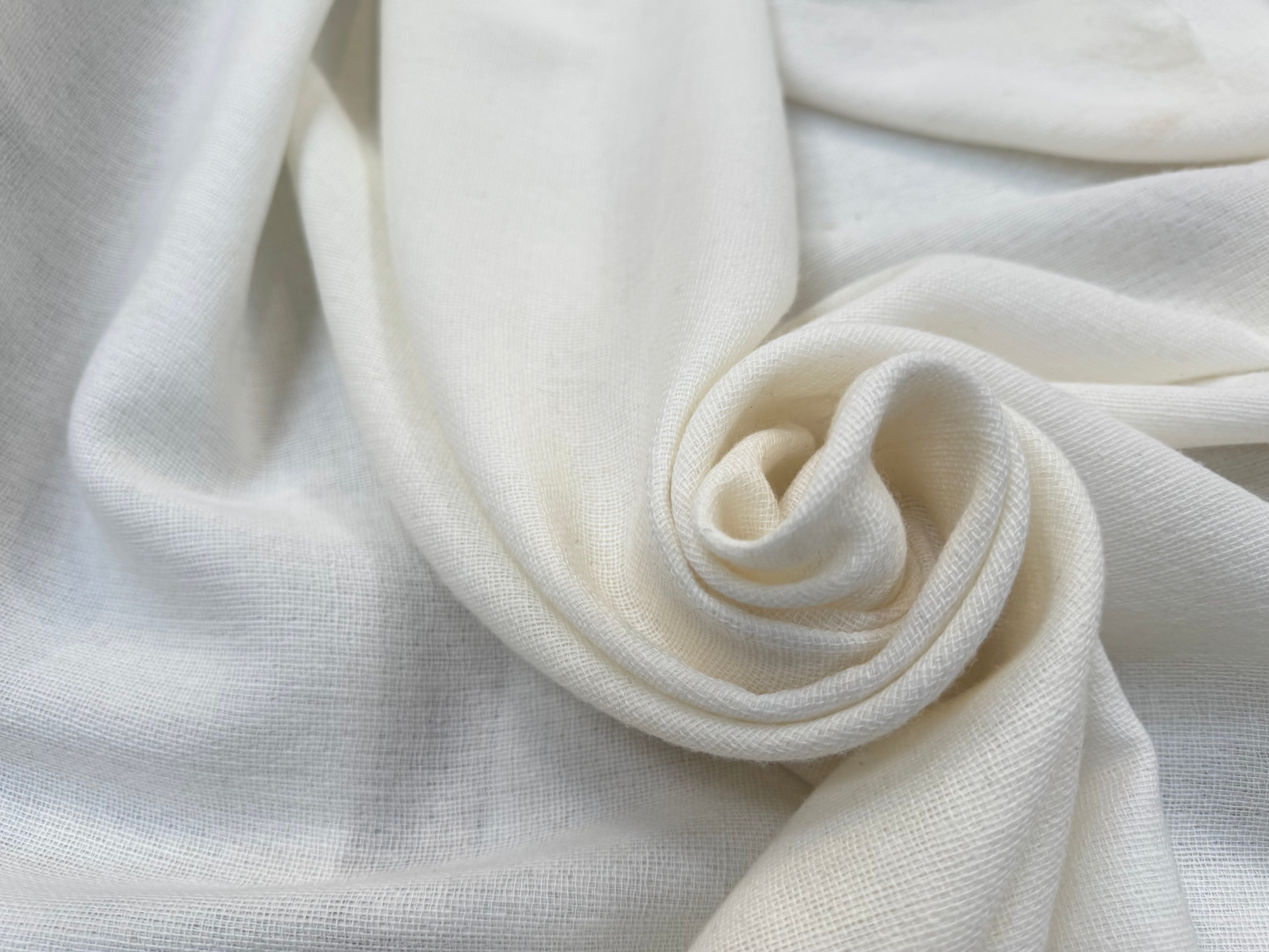 RUSTIC WOOL GAUZE 6% CACHEMIRE, Eden White - My Little Coupon