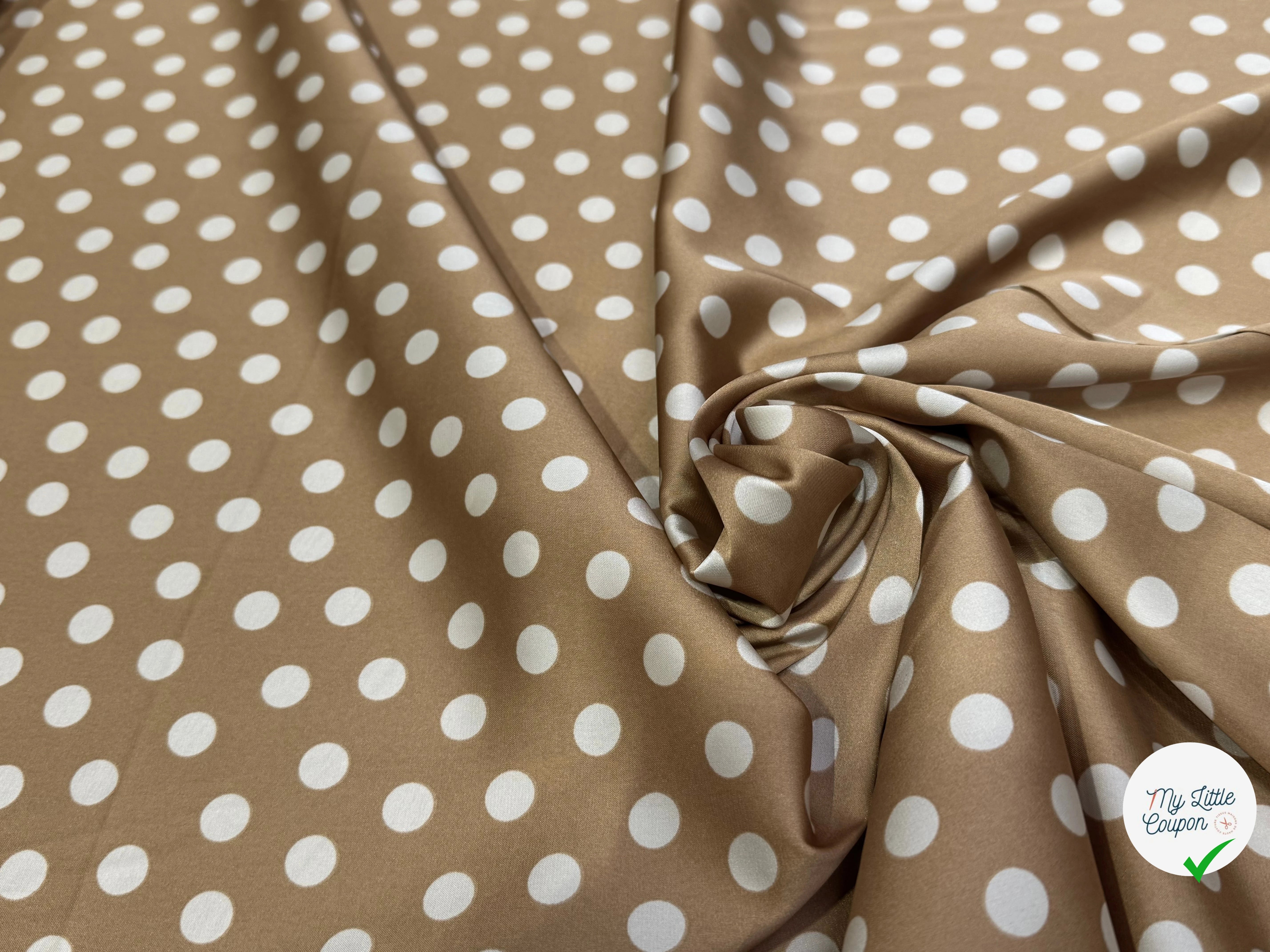 SATIN CAFÉ AU LAIT POIS BLANC - My Little Coupon