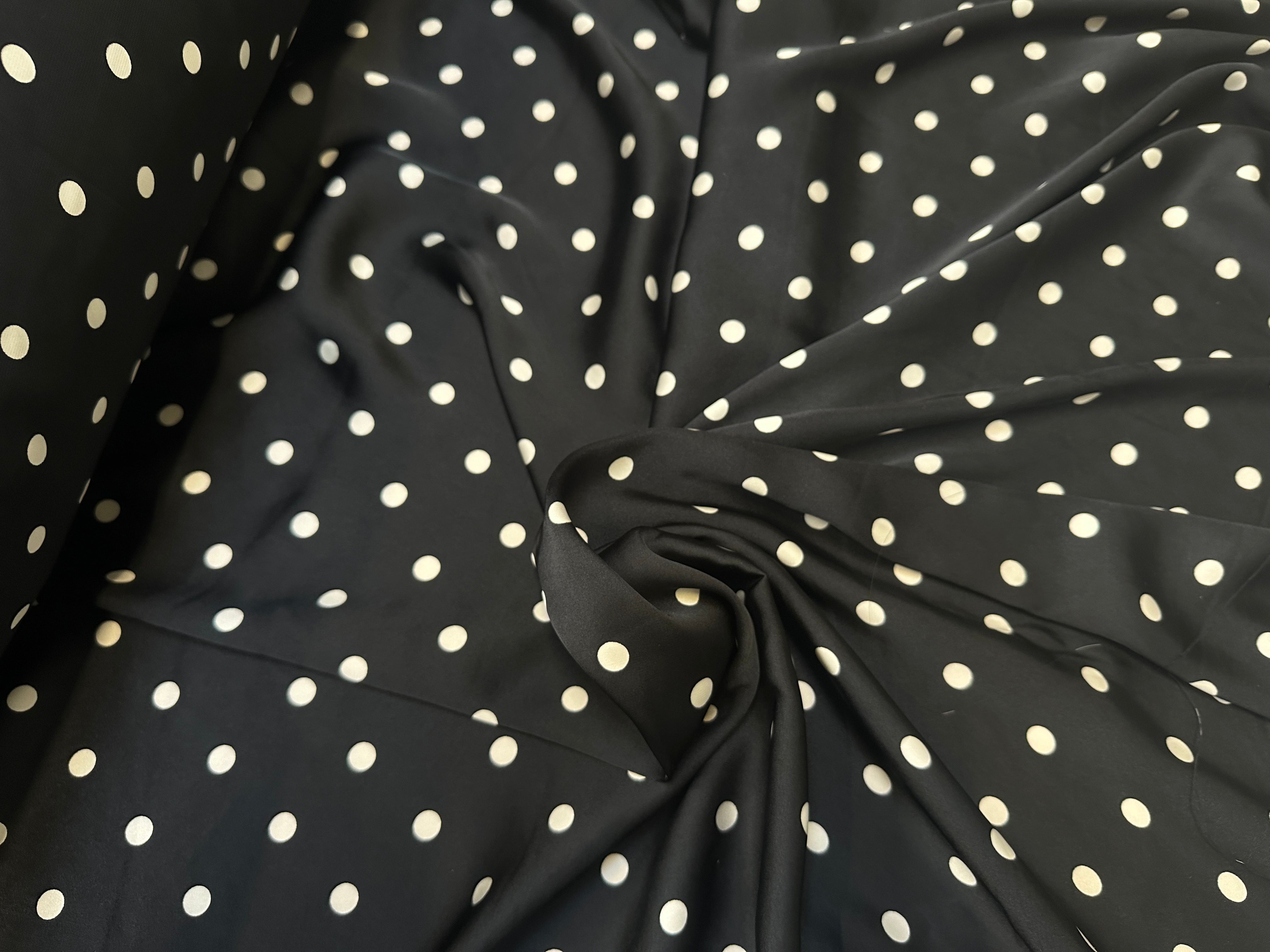SATIN CHIC POIS BLANC FOND NOIR - My Little Coupon