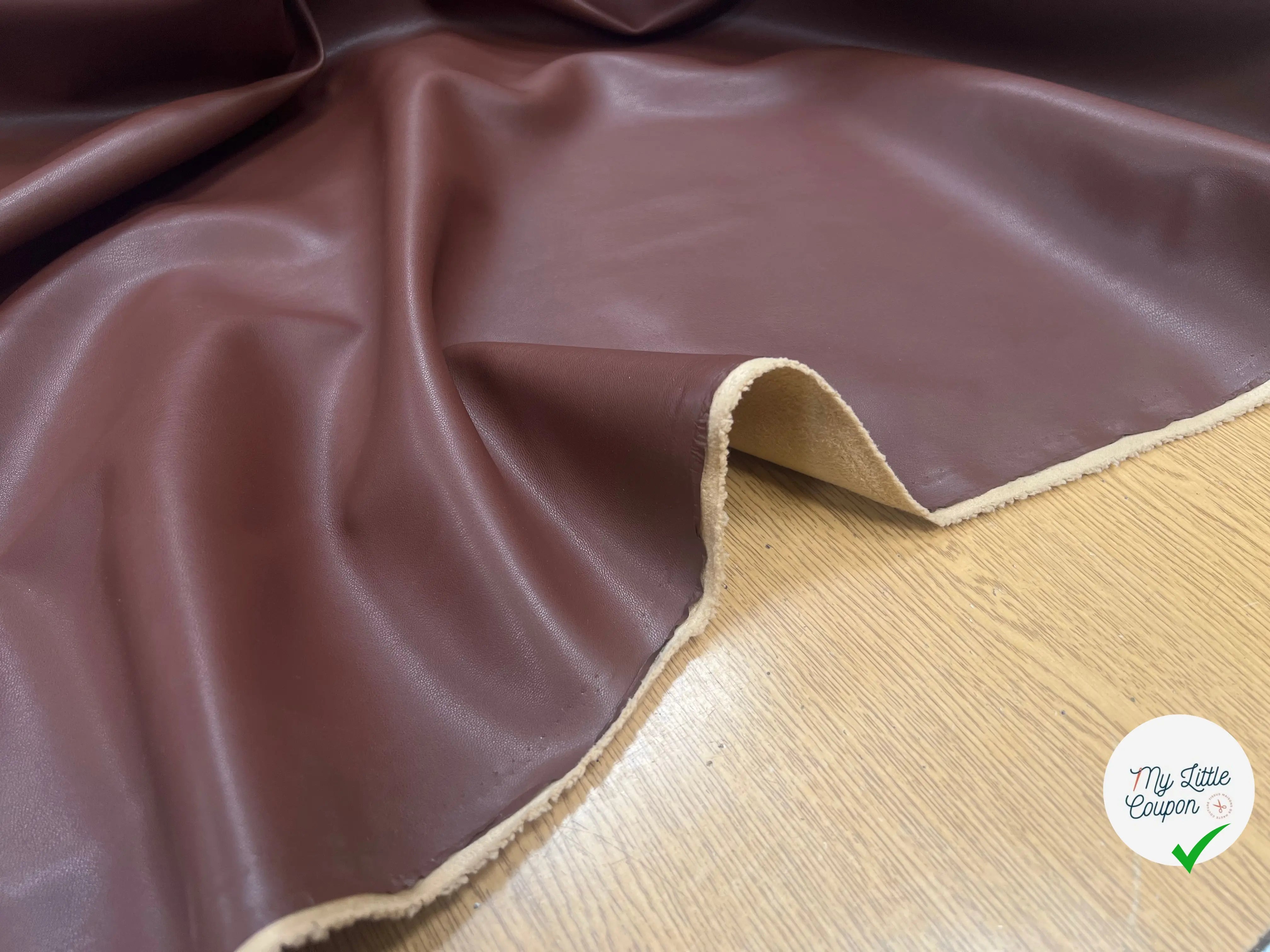 SATIN CUIR CHOCOLAT ENVERS CAMEL - My Little Coupon