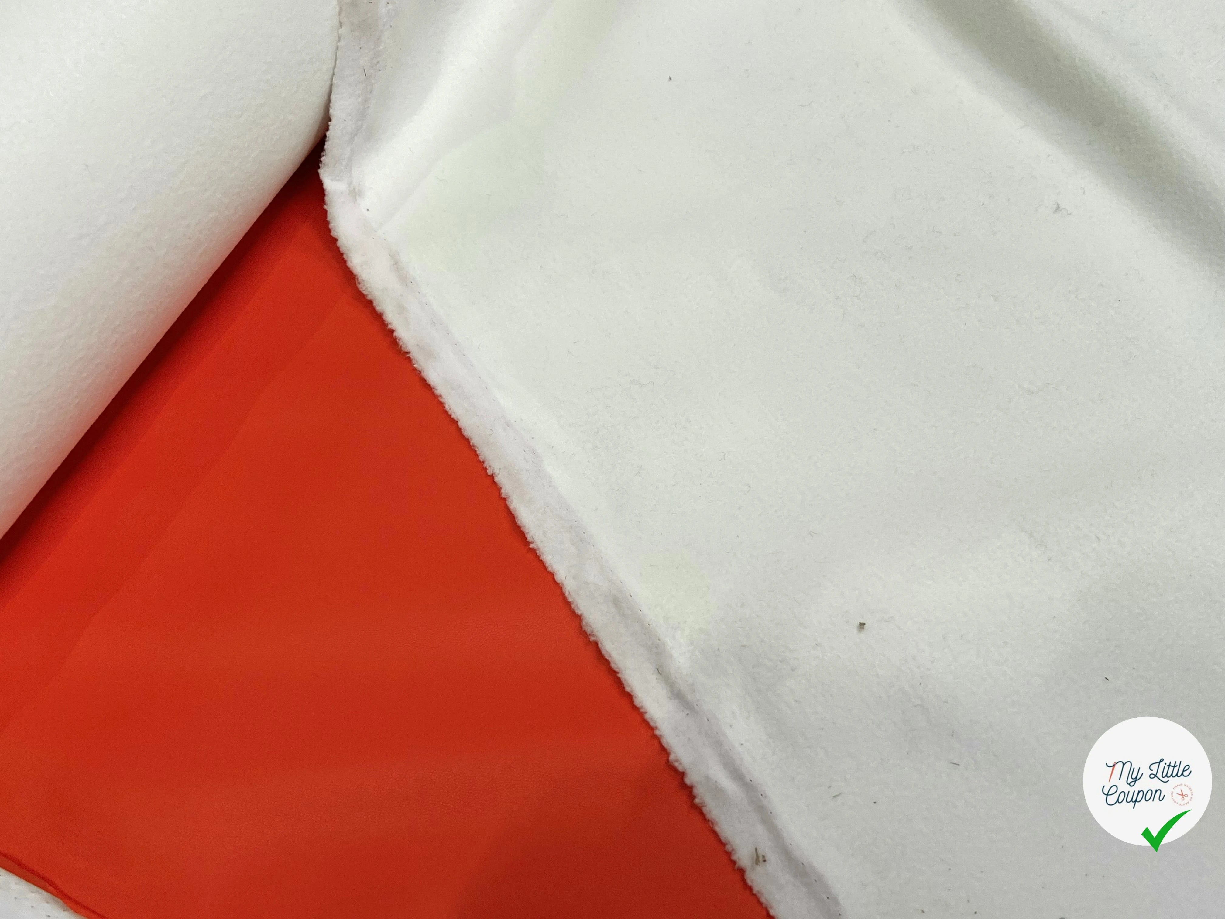SATIN CUIR ORANGE ENVERS MICROPOLAIRE BLANCHE - My Little Coupon