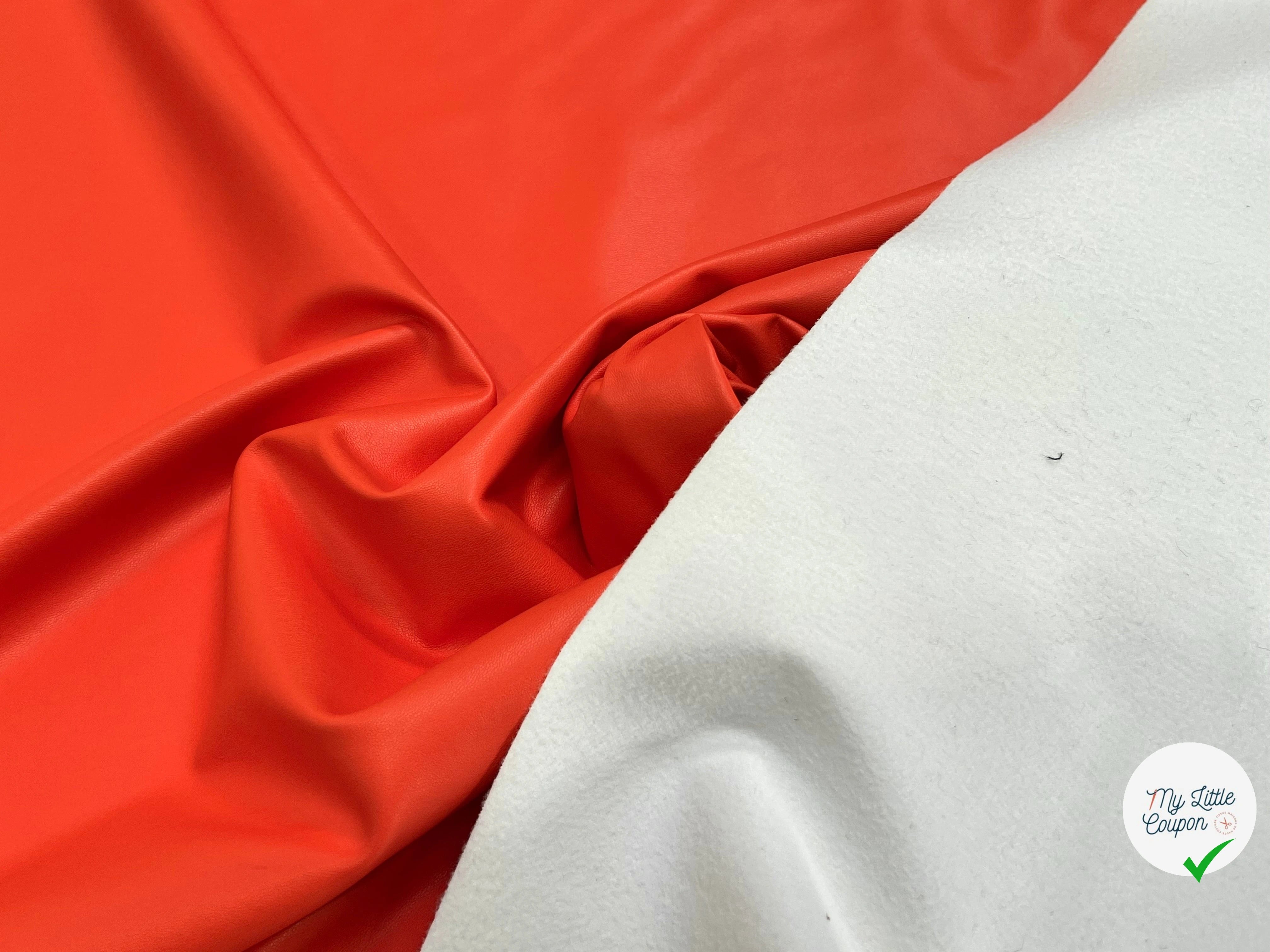 SATIN CUIR ORANGE ENVERS MICROPOLAIRE BLANCHE - My Little Coupon