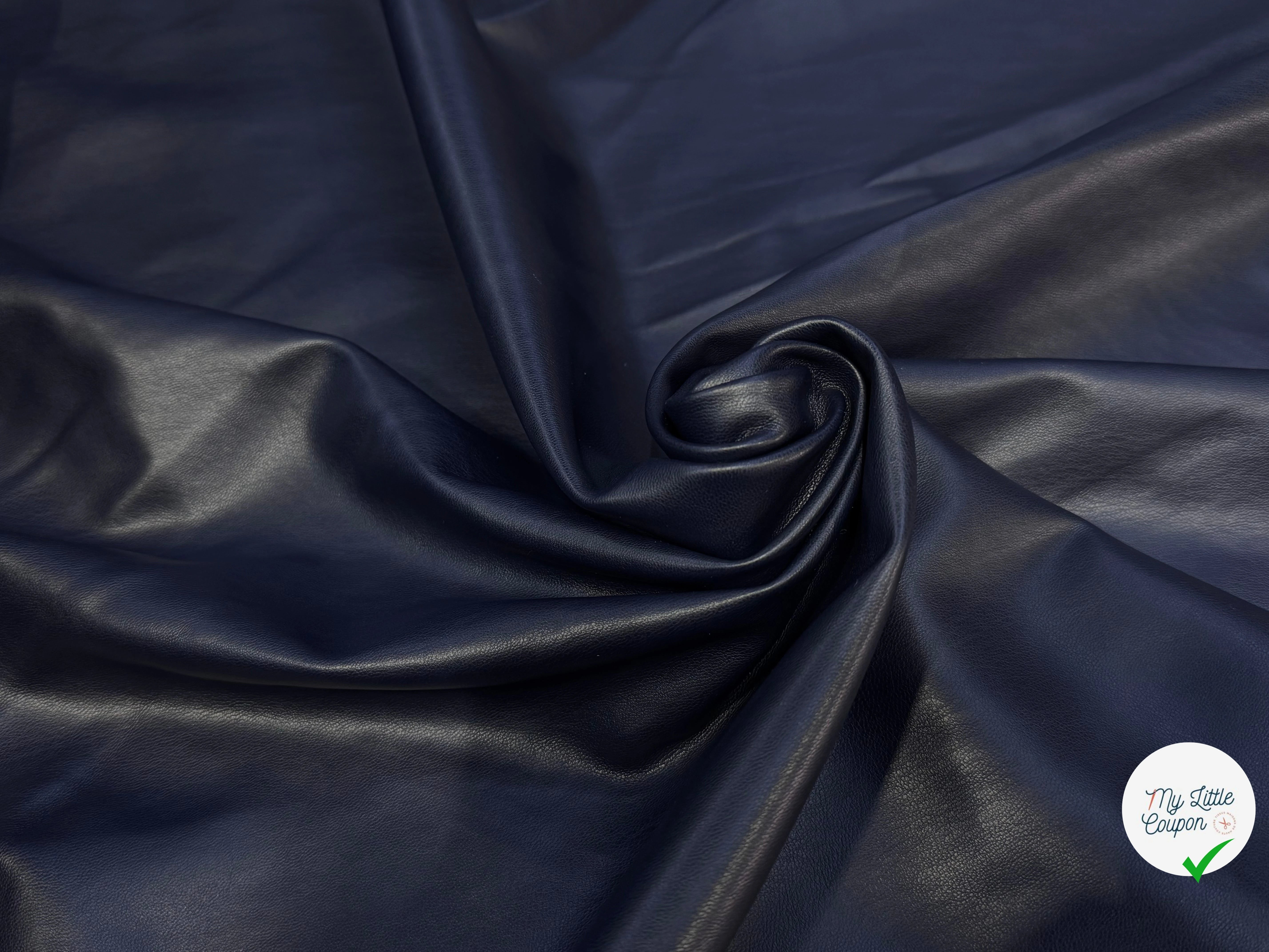 SATIN CUIR STRETCH BLEU MARINE QUALITÉ COUTURE - My Little Coupon