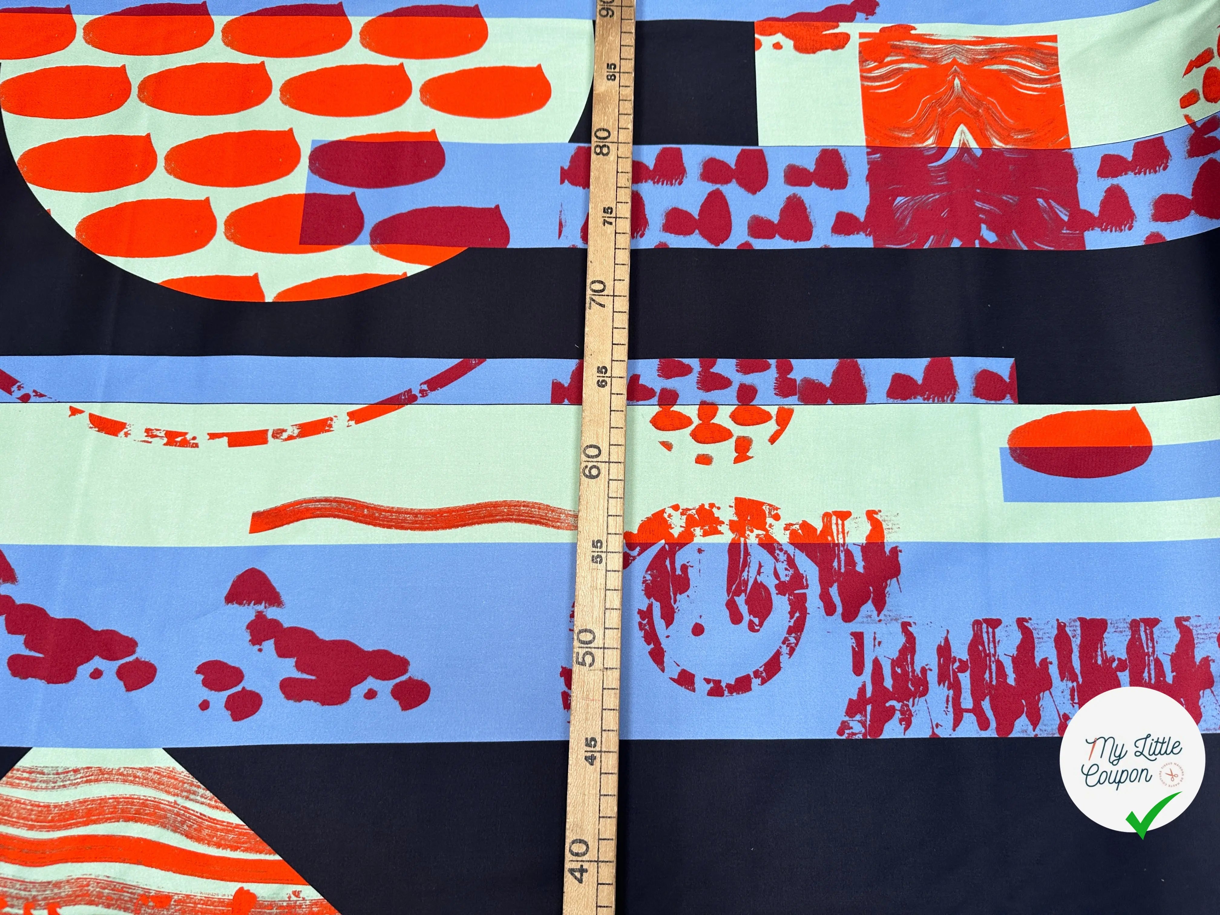 SATIN DE COTON ABSTRCT FUSION MARINE - My Little Coupon