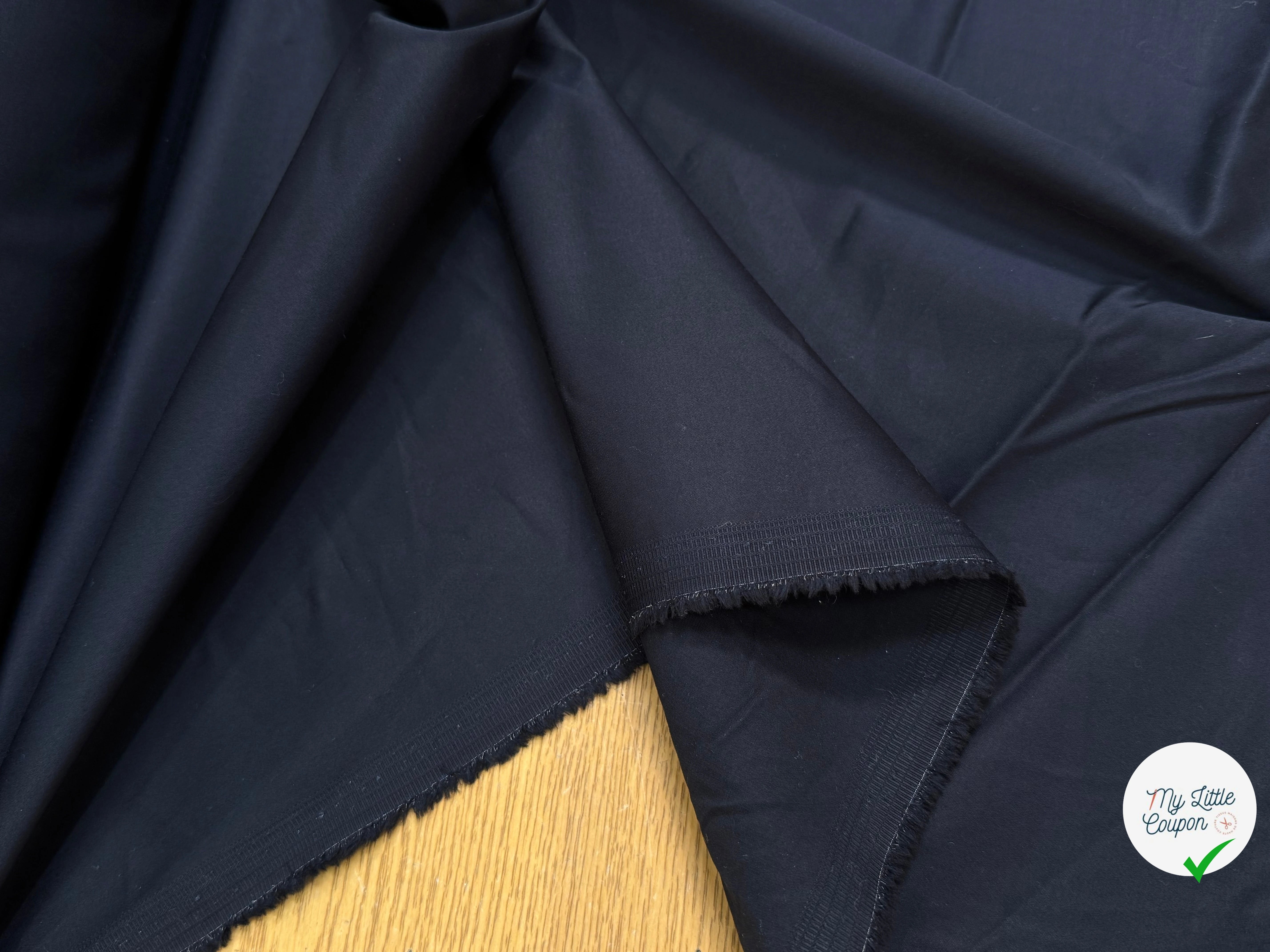 SATIN DE COTON BLEU MARINE 5% ÉLASTHANNE COUTURE - My Little Coupon