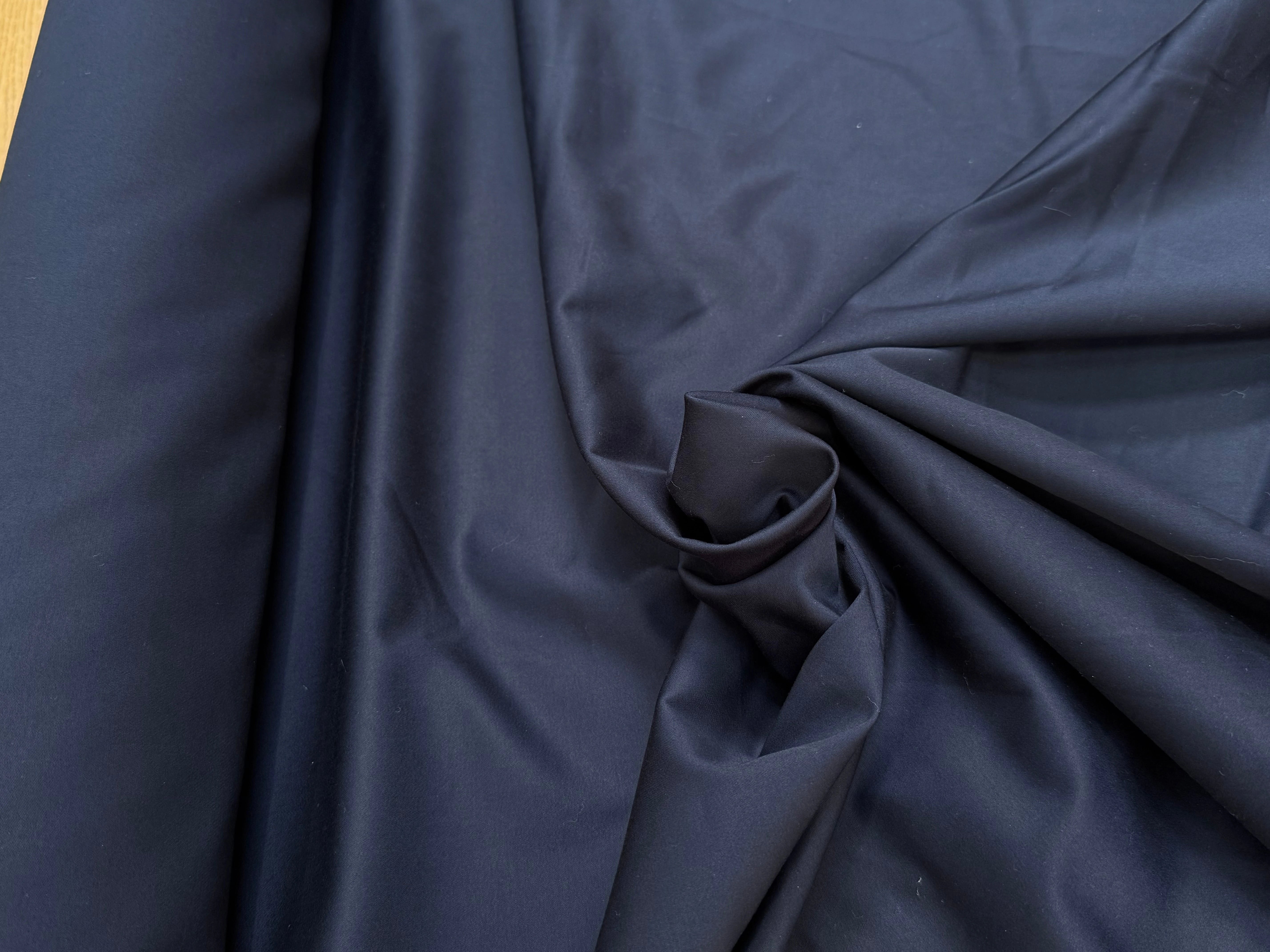 SATIN DE COTON BLEU MARINE 5% ÉLASTHANNE COUTURE - My Little Coupon