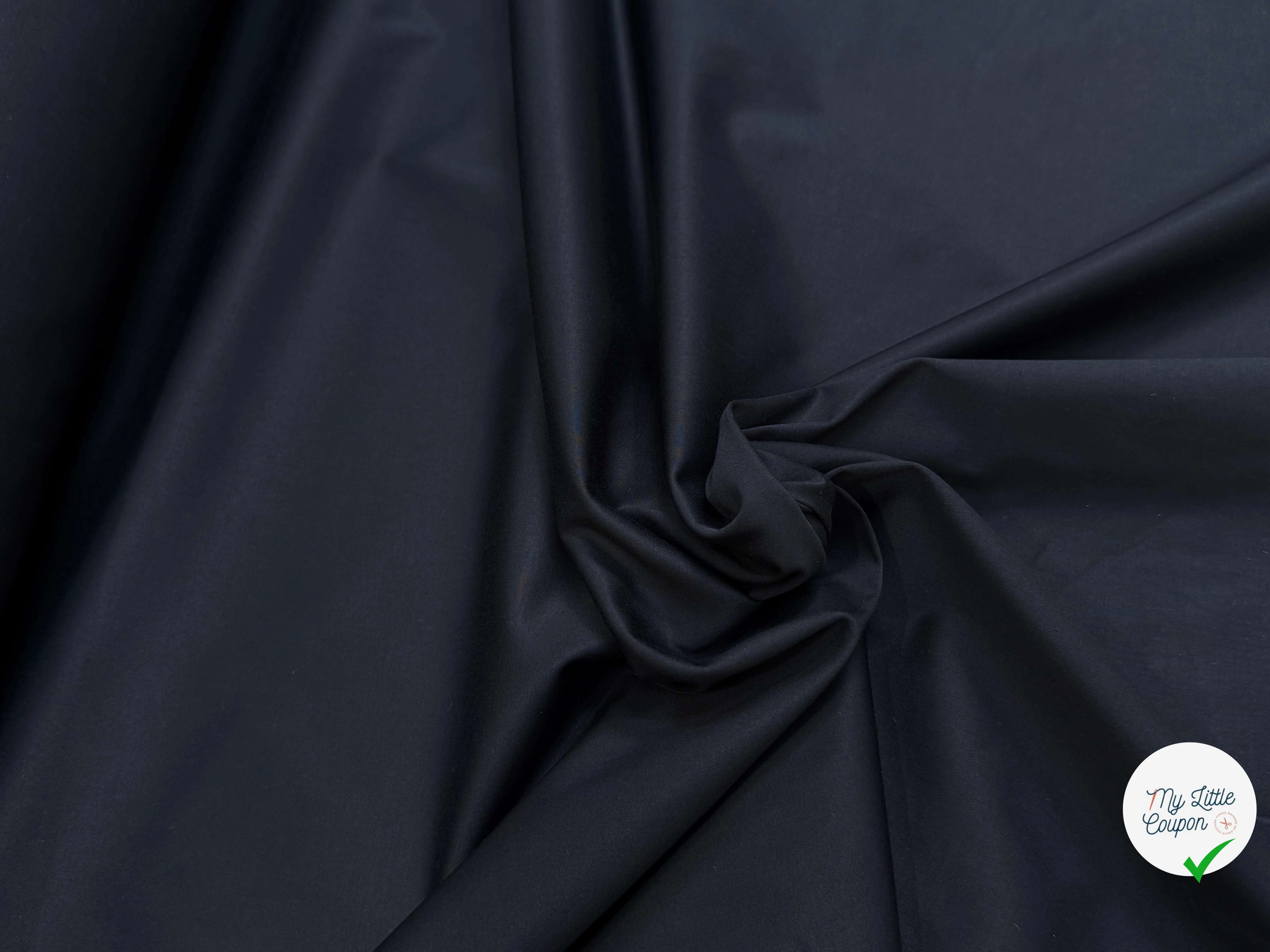 SATIN DE COTON BLEU NUIT 5% ÉLASTHANNE COUTURE - My Little Coupon