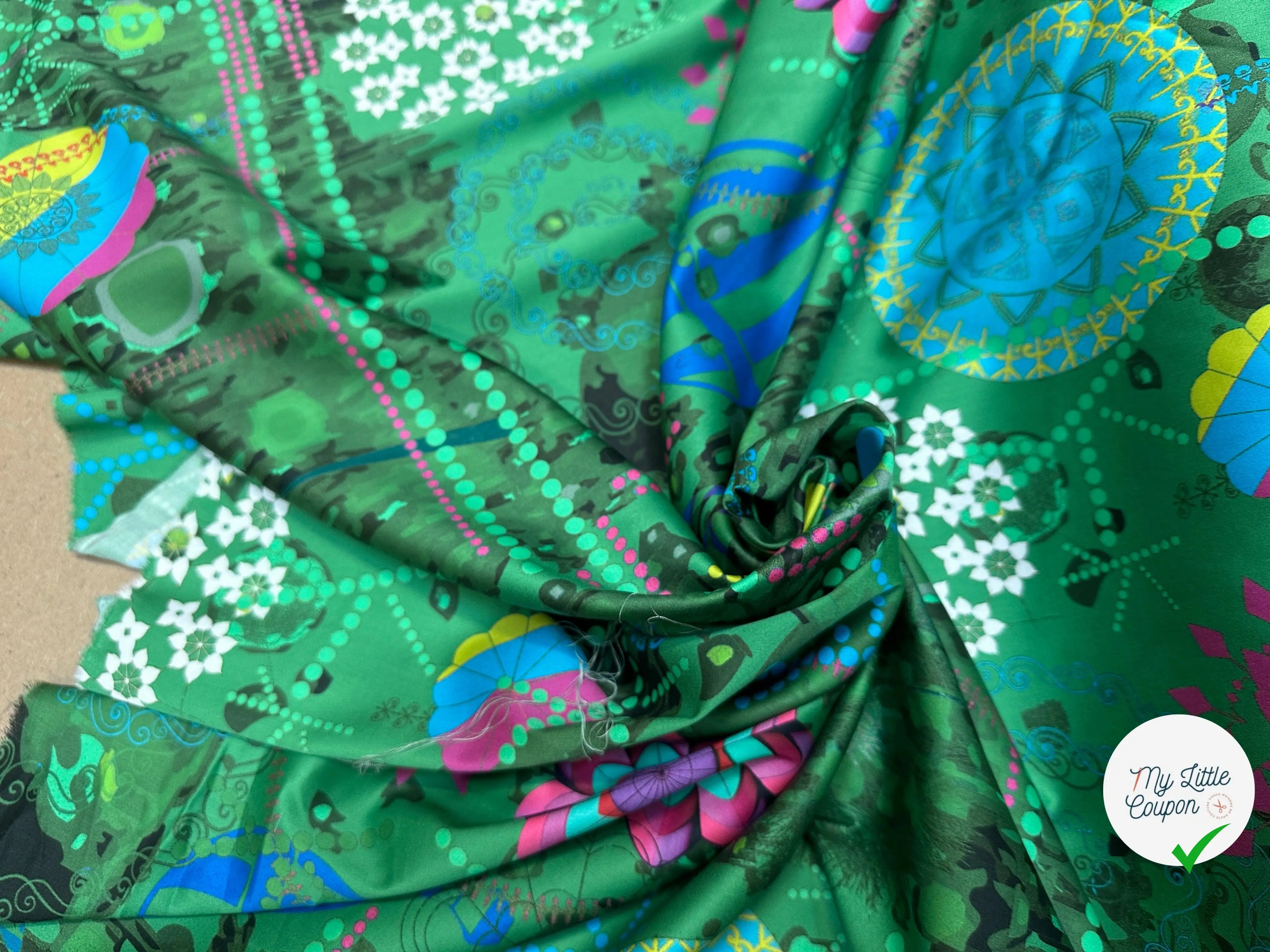 SATIN DE COTON EMERAUDE STRECTH - My Little Coupon