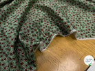 SATIN DE COTON FLEURS FOND VERT PREMIUM COMO - My Little Coupon