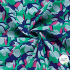 SATIN DE COTON FLEURS MENTHE FONCEE - My Little Coupon