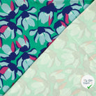 SATIN DE COTON FLEURS MENTHE FONCEE - My Little Coupon