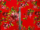 SATIN DE COTON IMPRIMÉ BOUQUET ROUGEOYANT MSO