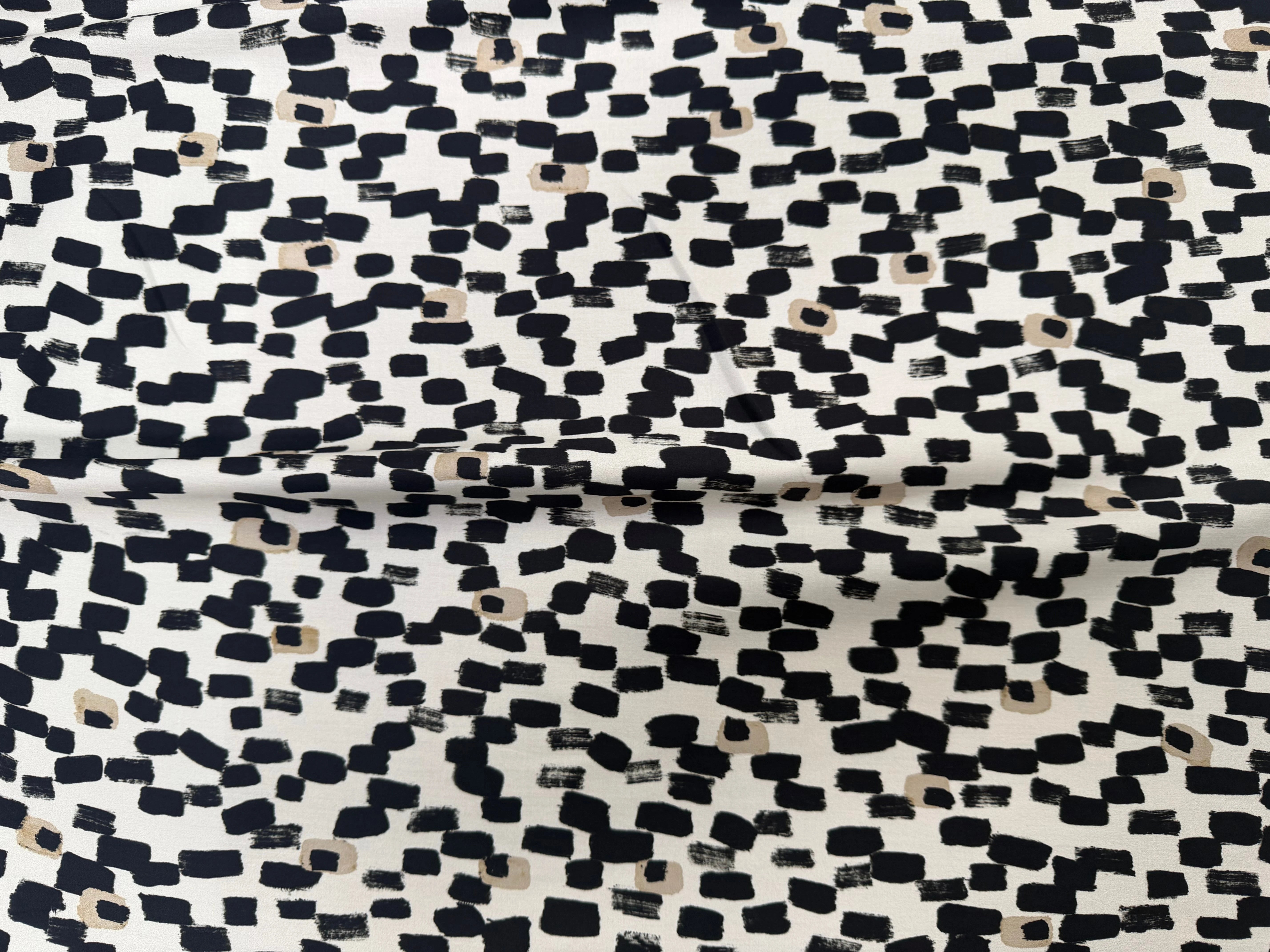 SATIN DE COTON IMPRIMÉ TACHES NOIR QUALITÉ PREMIUM - My Little Coupon