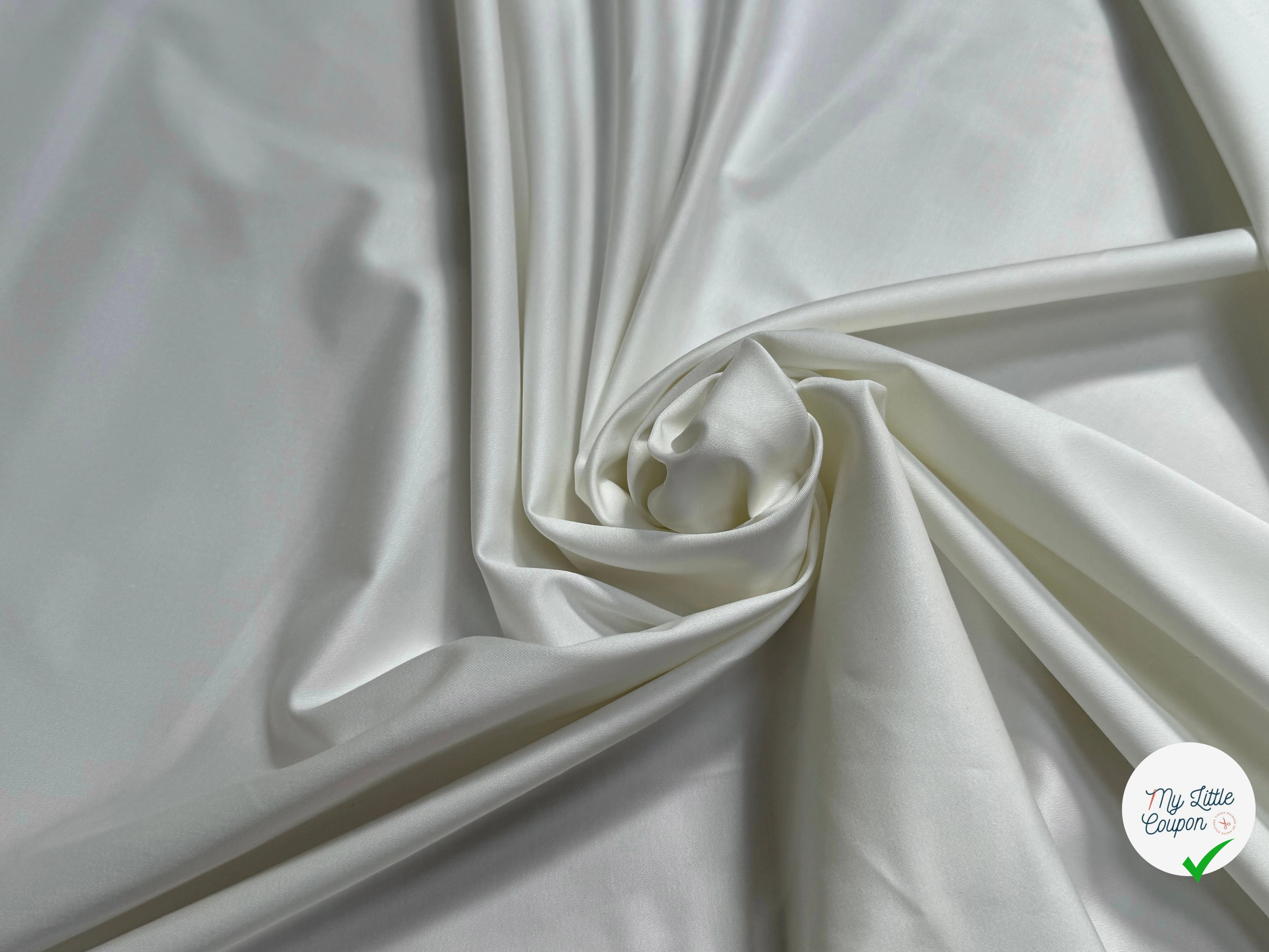 SATIN DE COTON LOURD TRÈS BELLE TENUE BLANC CASSÉ STRETCH - My Little Coupon