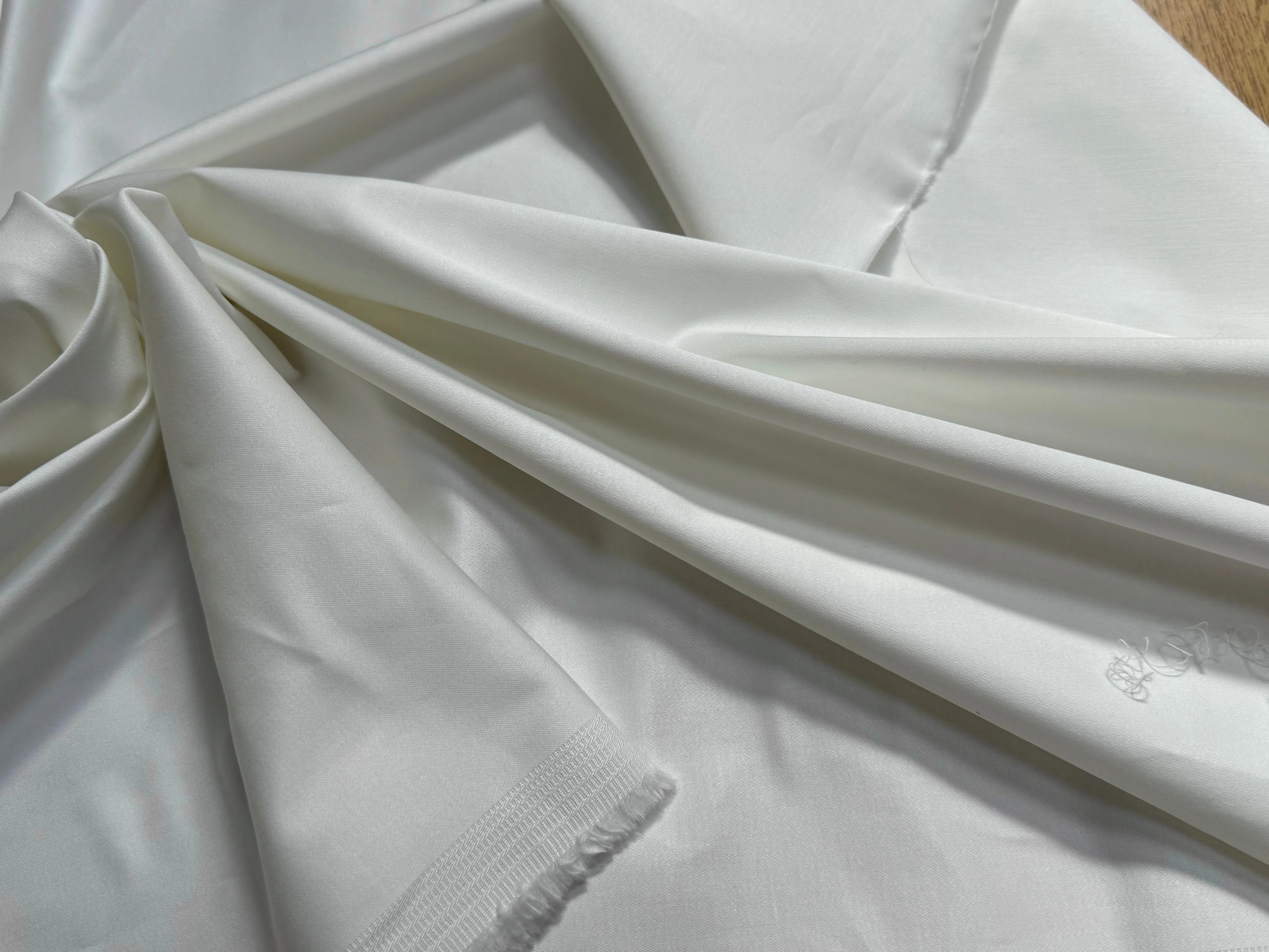 SATIN DE COTON LOURD TRÈS BELLE TENUE BLANC CASSÉ STRETCH - My Little Coupon