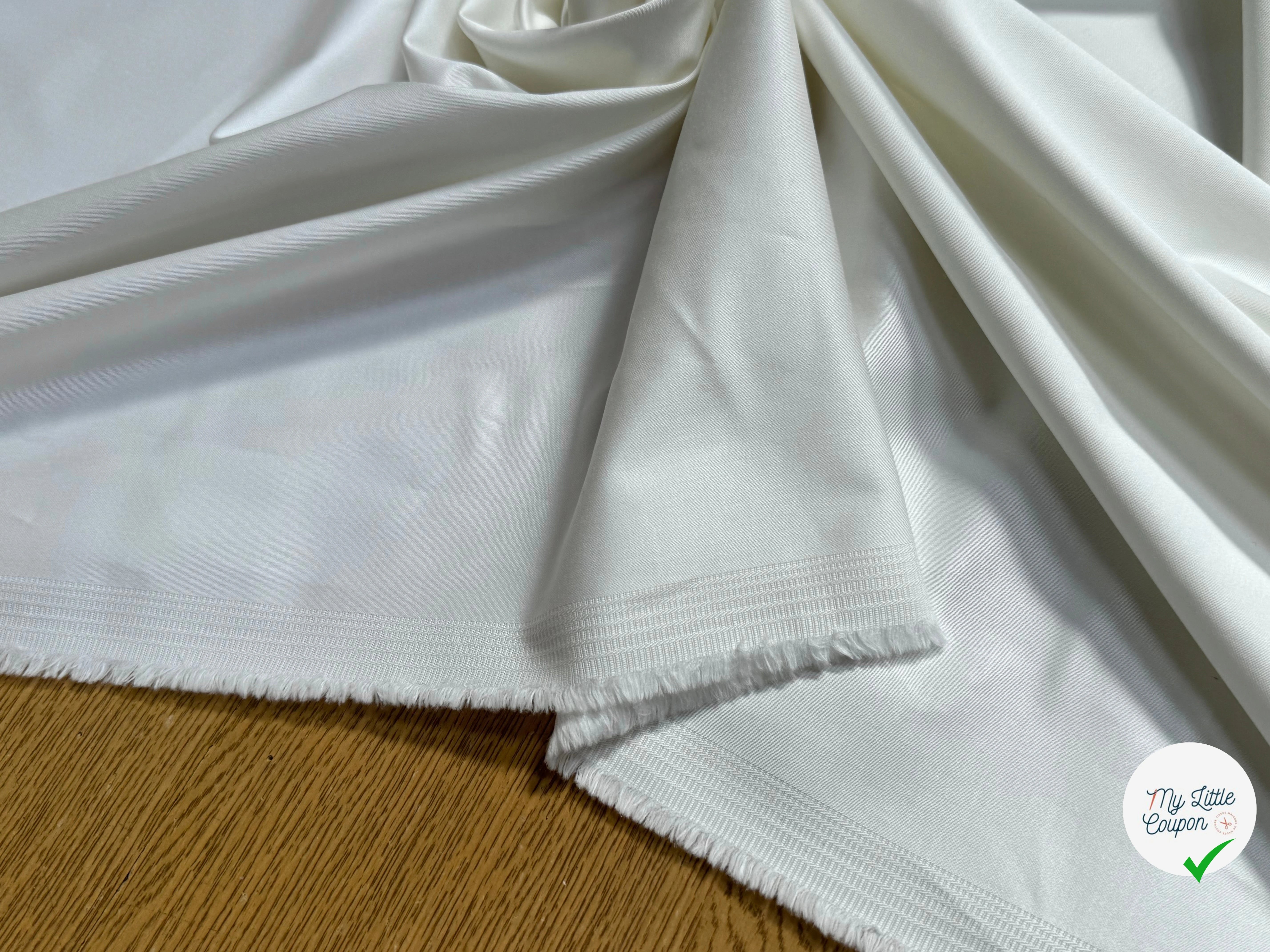 SATIN DE COTON LOURD TRÈS BELLE TENUE BLANC CASSÉ STRETCH - My Little Coupon