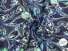 SATIN DE COTON STRETCH FLEURS D'ORIENT AQUAMARINA MSO