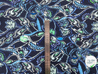 SATIN DE COTON STRETCH FLEURS D'ORIENT AQUAMARINA MSO