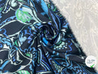 SATIN DE COTON STRETCH FLEURS D'ORIENT AQUAMARINA MSO