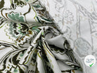 SATIN DE COTON STRETCH FLEURS D'ORIENT TONS DE PISTACHE - My Little Coupon