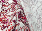 SATIN DE COTON STRETCH FLEURS D'ORIENT TONS DE ROSE MSO
