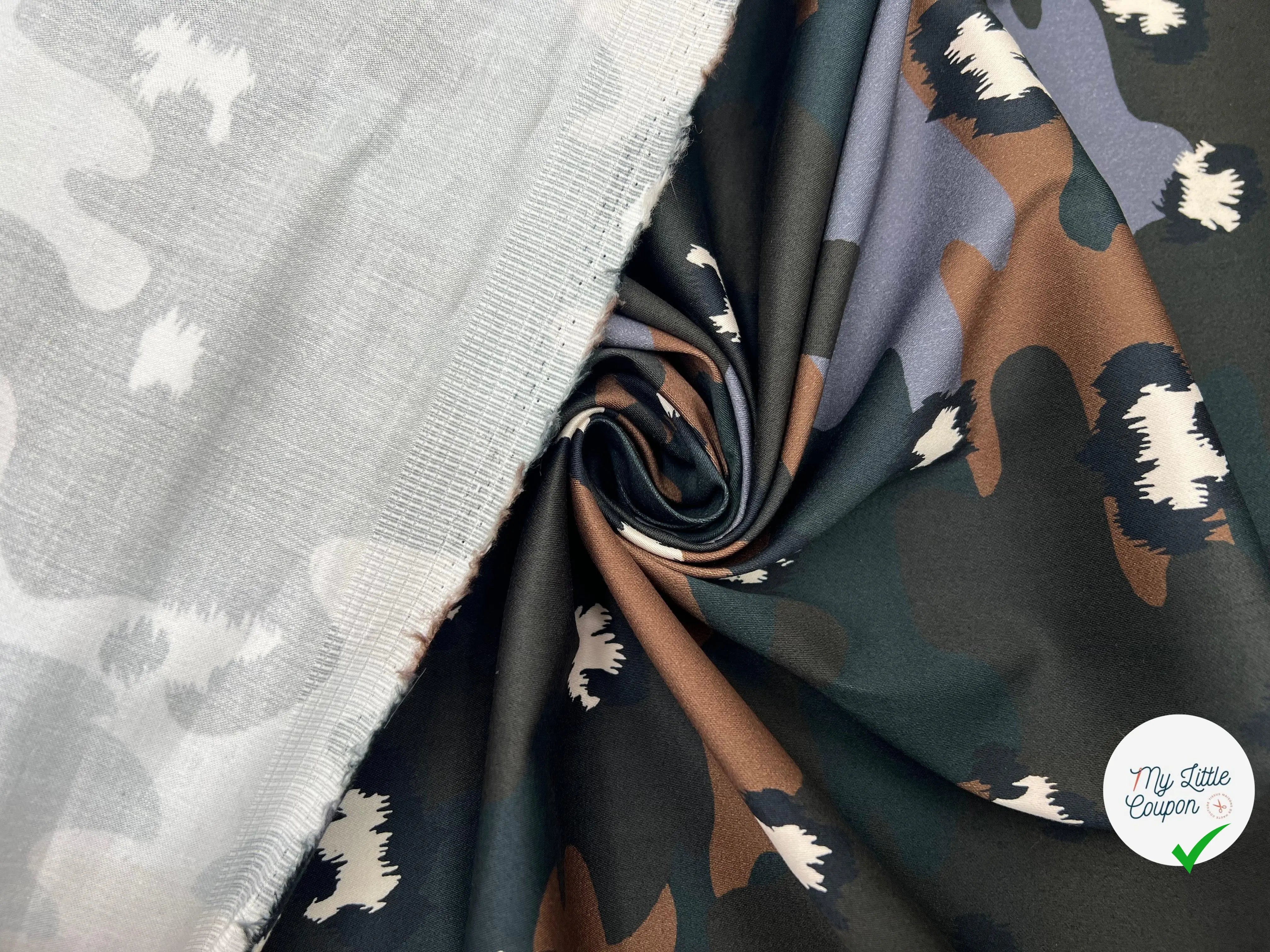 SATIN DE COTON STRETCH IMPRESSION CAMOUFLAGE - My Little Coupon - tissu - coudre