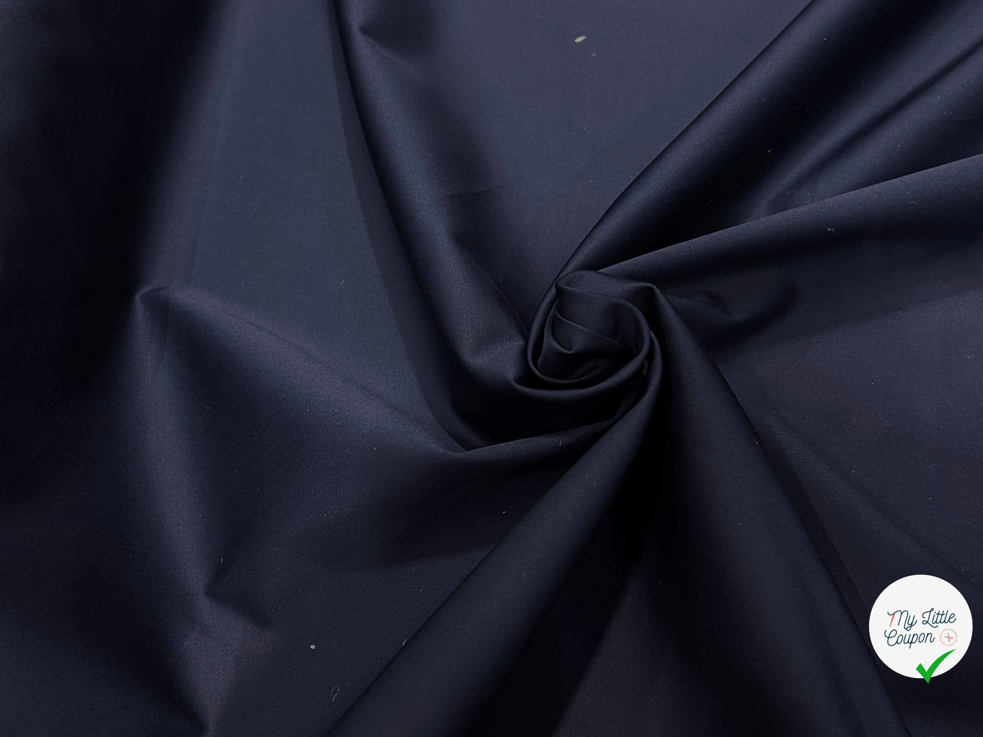 SATIN DE COTON STRETCH NAVY - My Little Coupon