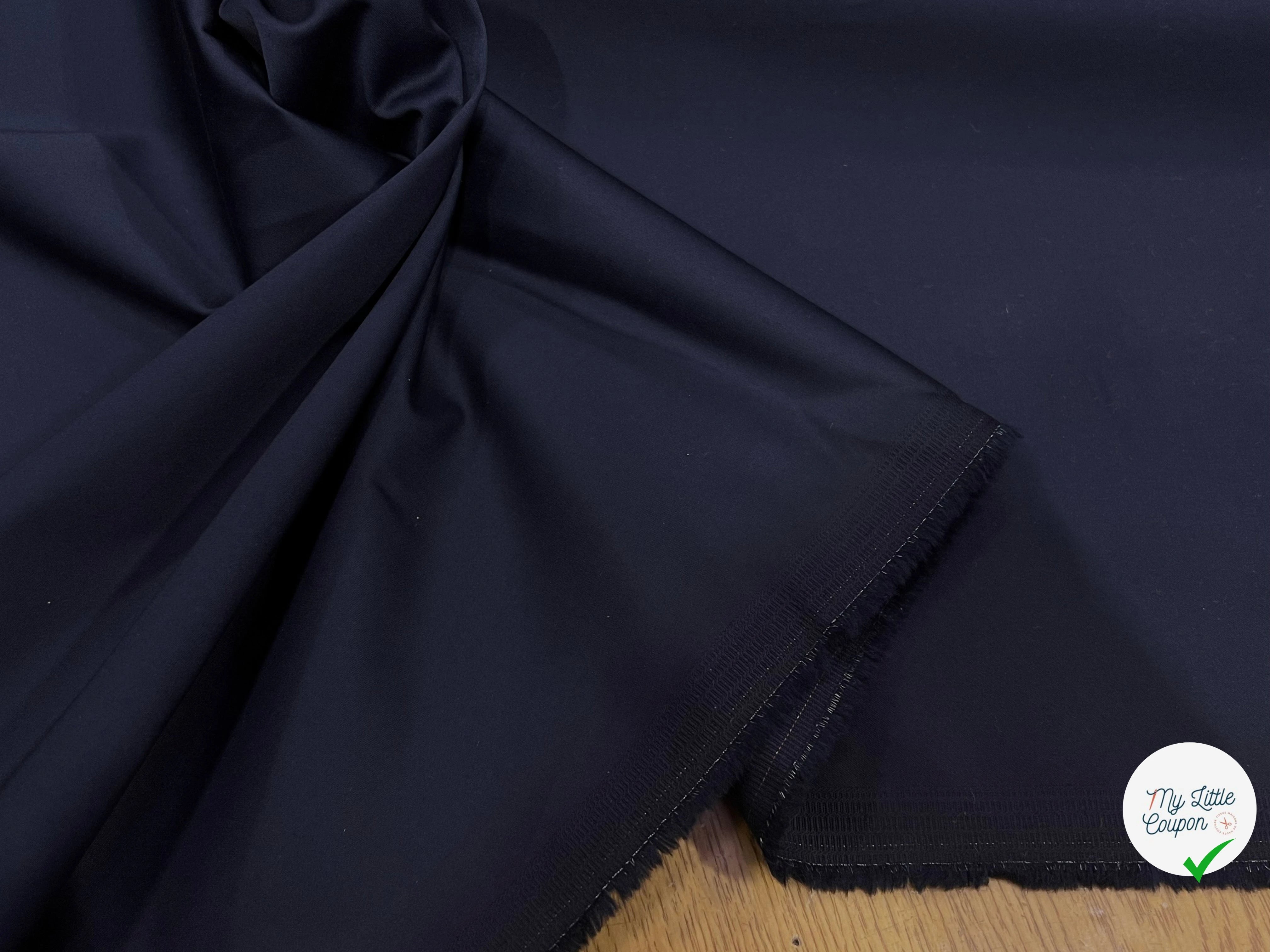 SATIN DE COTON STRETCH NAVY - My Little Coupon