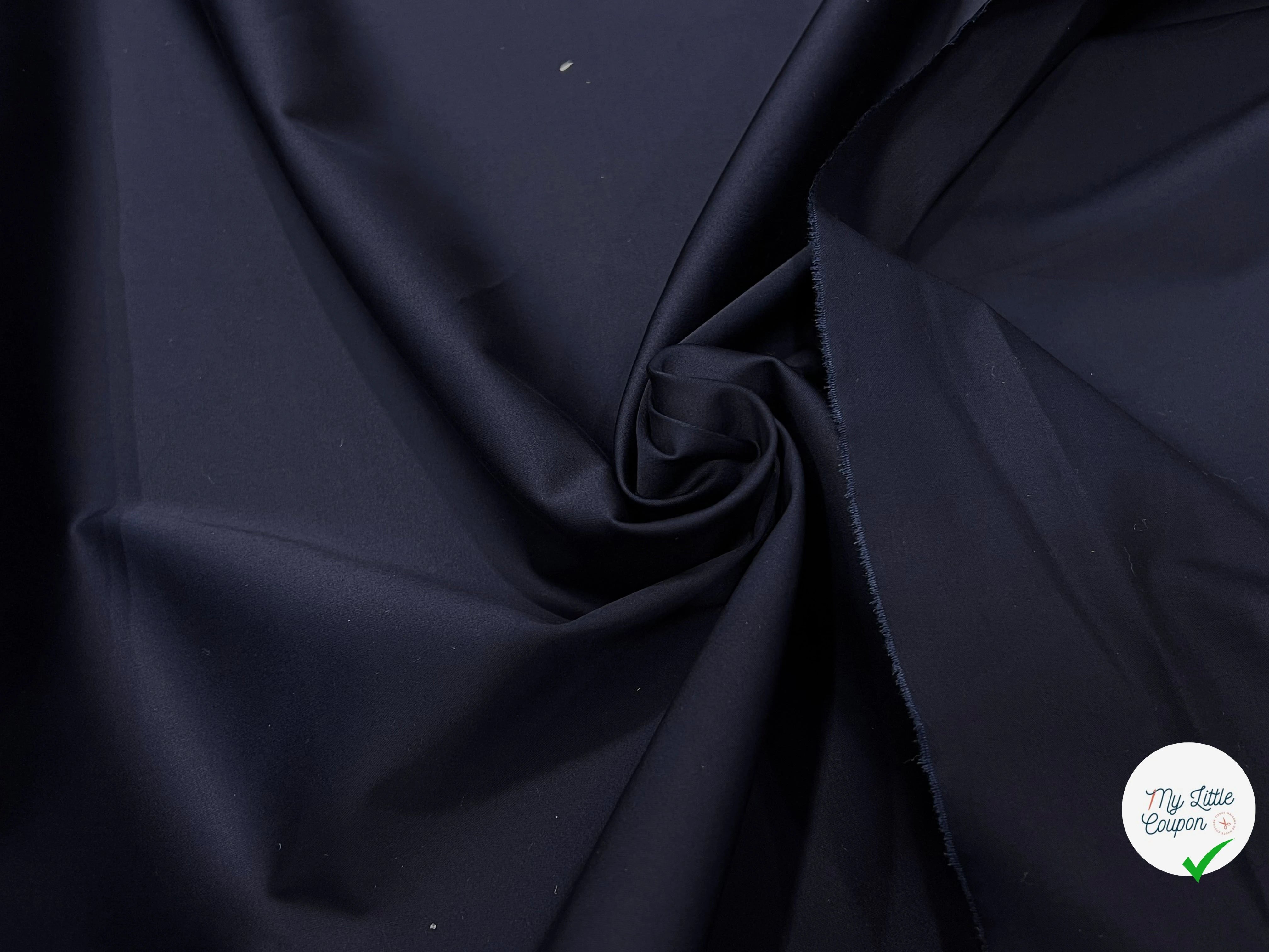 SATIN DE COTON STRETCH NAVY - My Little Coupon