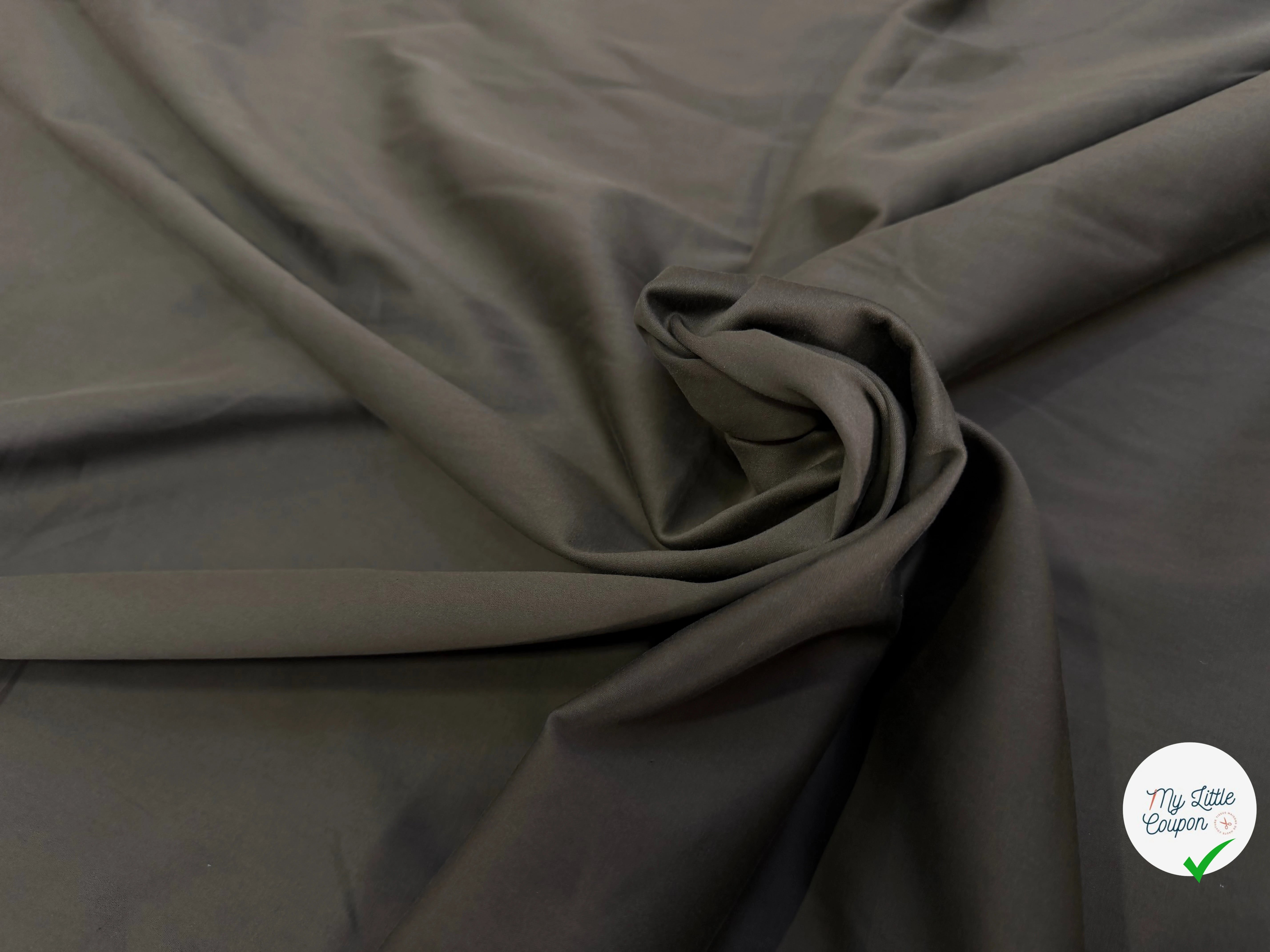 SATIN DE COTON STRETCH QUALITÉ COUTURE KHAKI - My Little Coupon